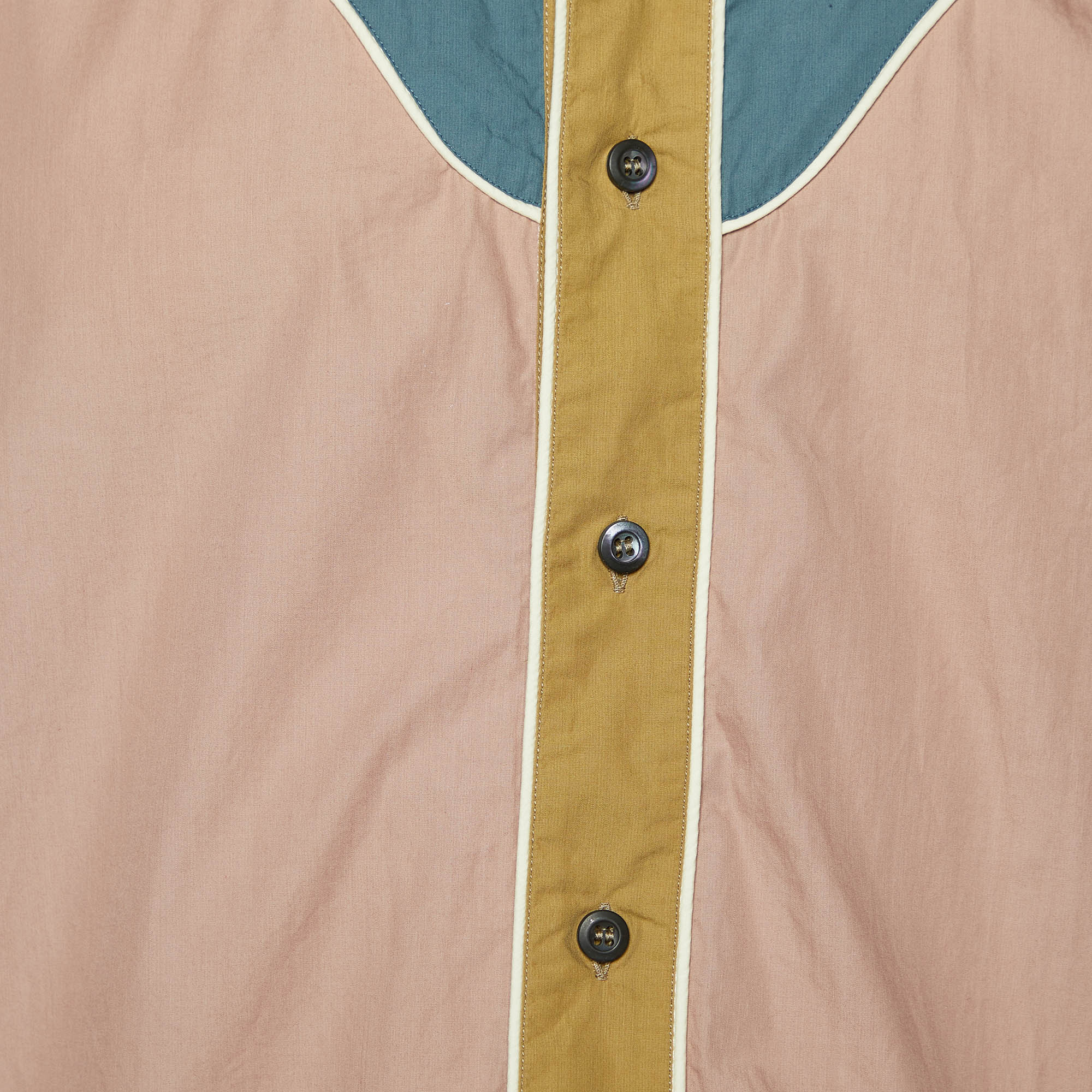 Prada Pink Cotton Paneled Button Front Shirt XL