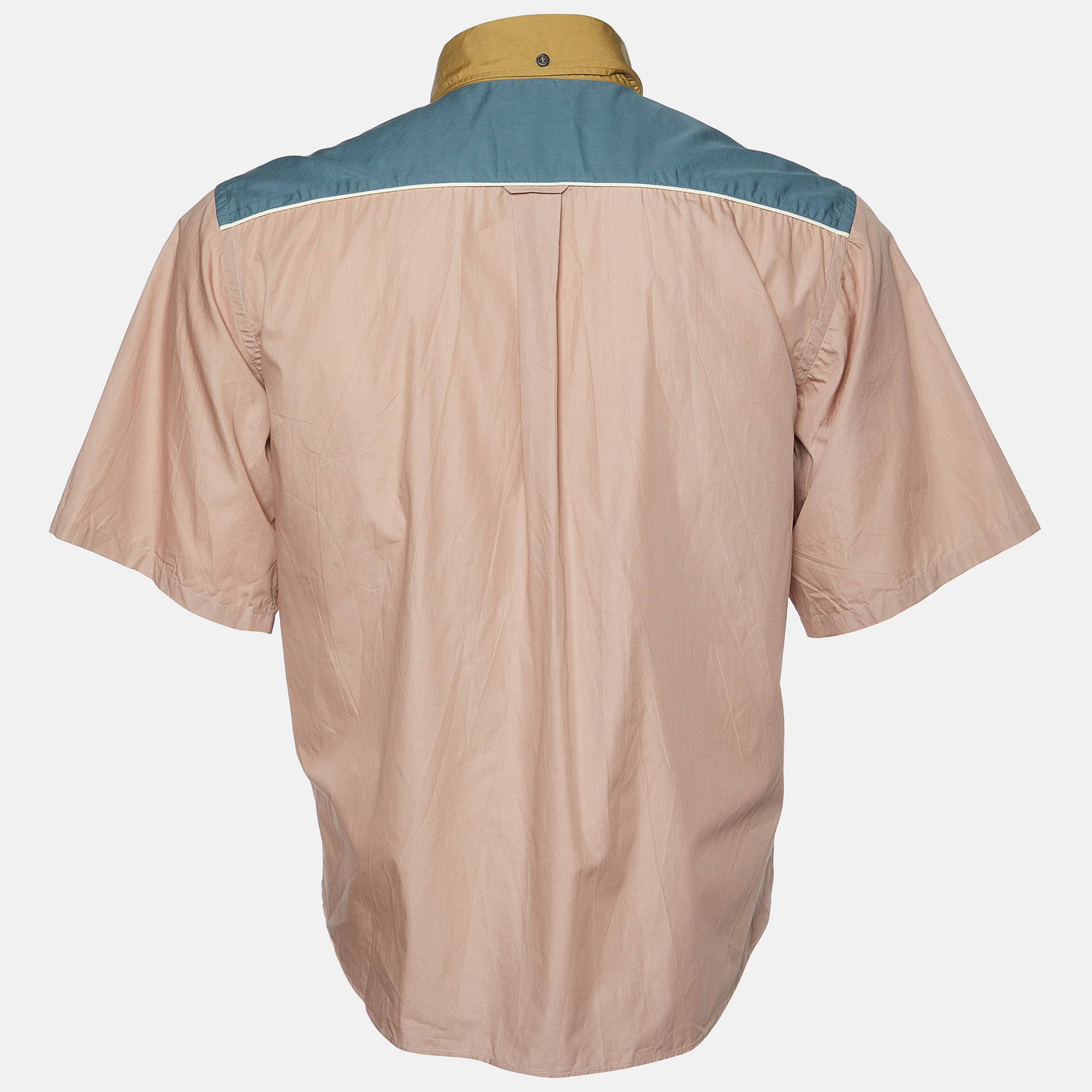 Prada Pink Cotton Paneled Button Front Shirt XL