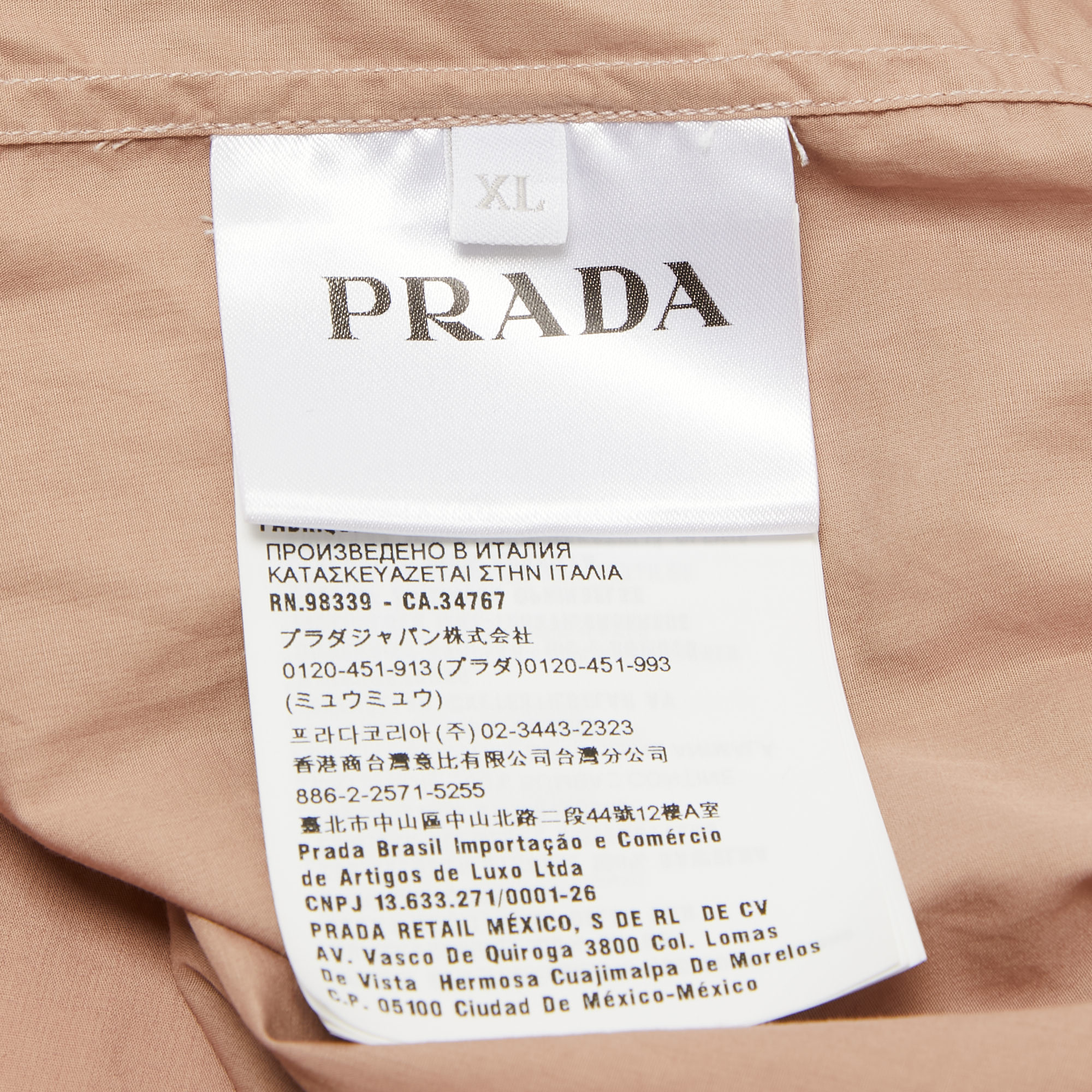 Prada Pink Cotton Paneled Button Front Shirt XL