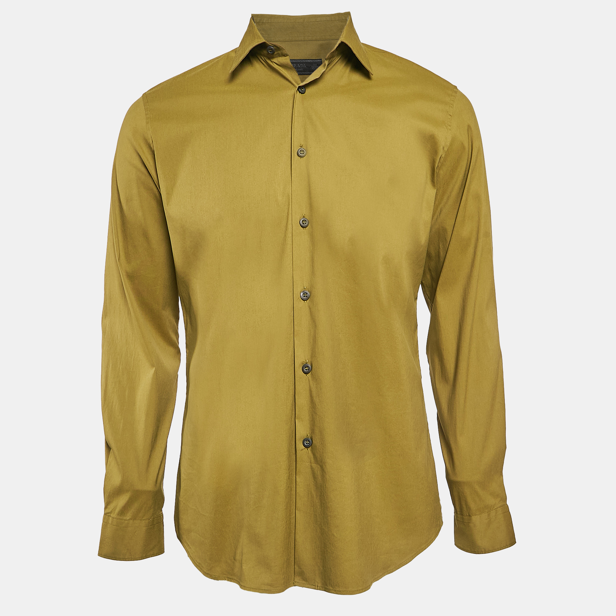 Prada Green Stretch Cotton Button Front Shirt M