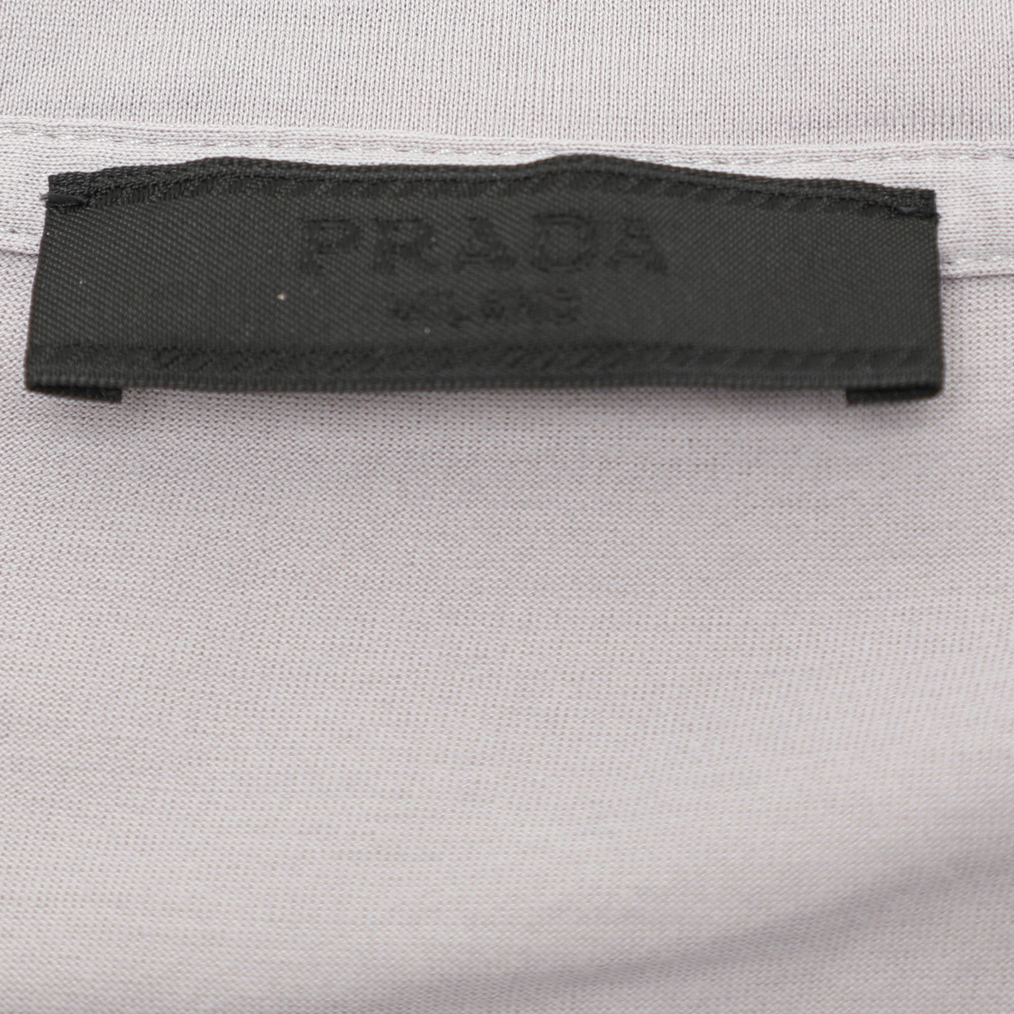 Prada Grey Cotton Logo Embroidered T-Shirt S