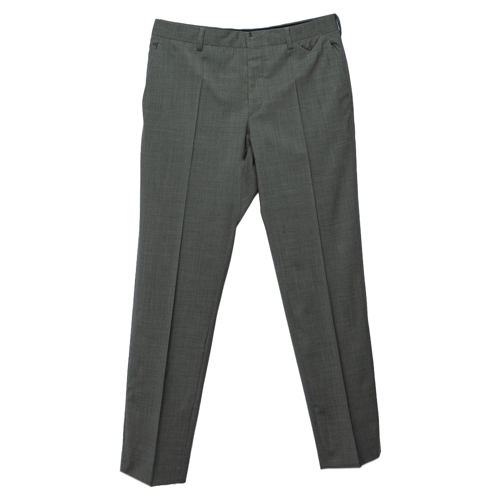 Prada Grey Wool Regular Fit Pants M