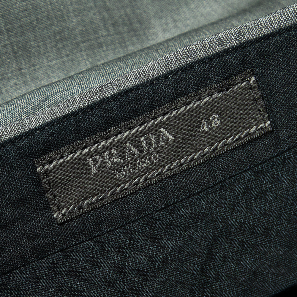 Prada Grey Wool Regular Fit Pants M