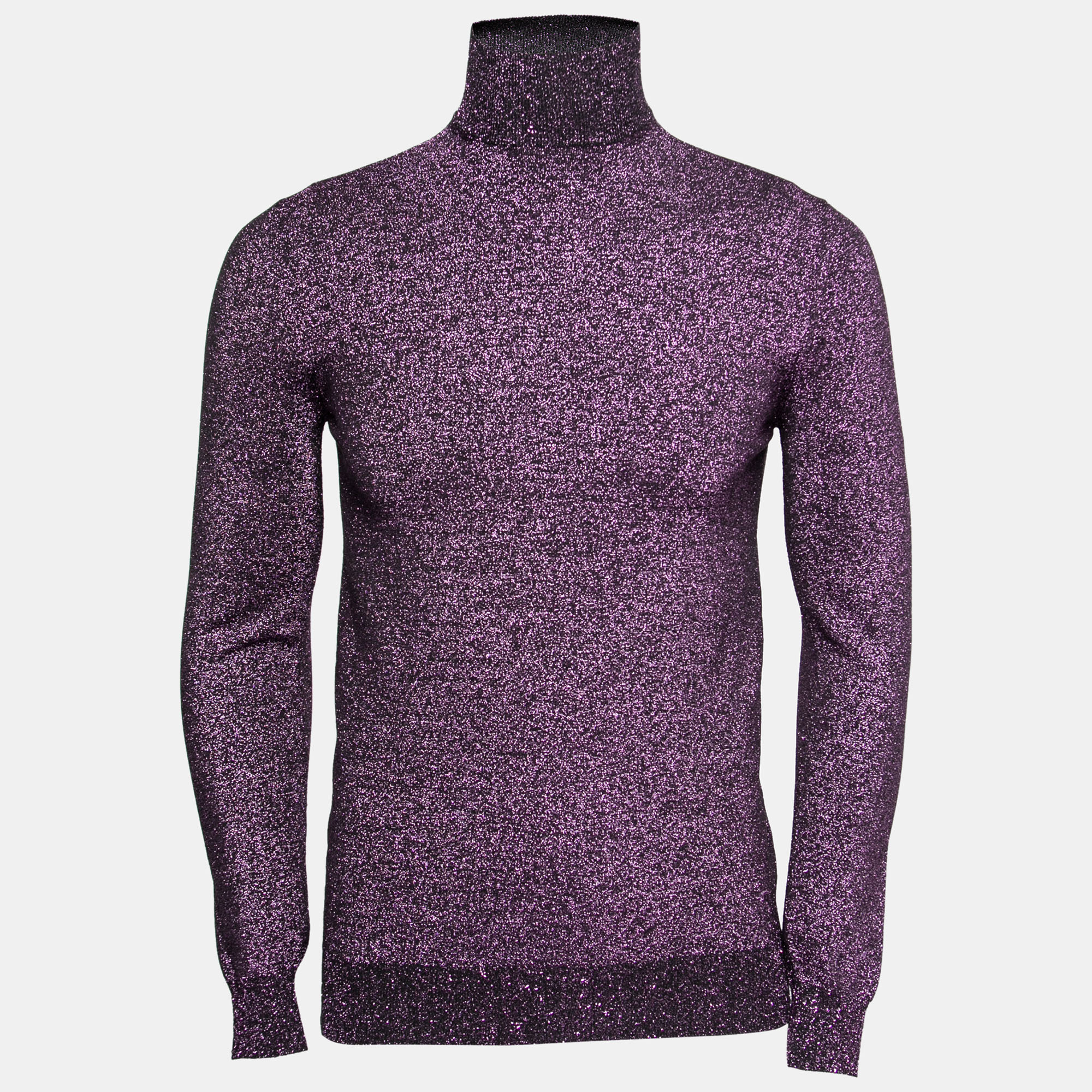 

Prada Metallic Purple Lurex Knit Turtle Neck Long Sleeve Sweater