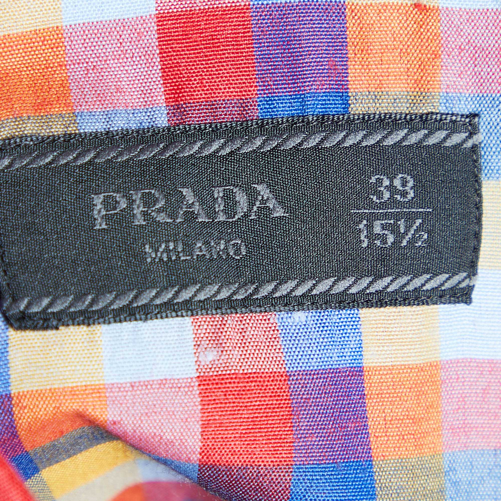Prada Multicolor Plaided Twill Button Front Shirt M