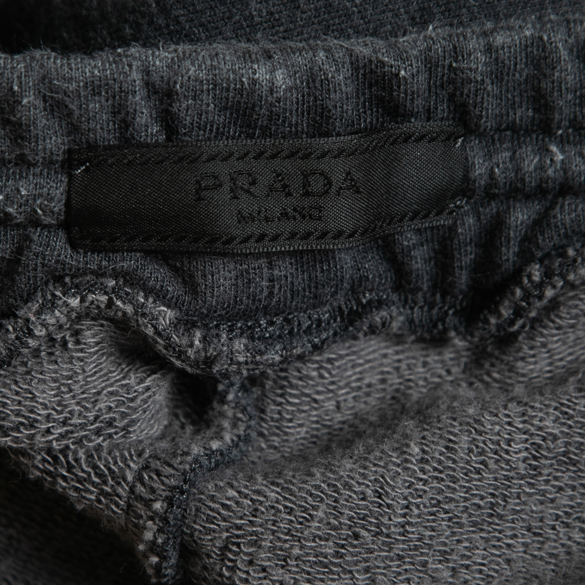 Prada Grey Cotton Knit Drawstring Joggers M