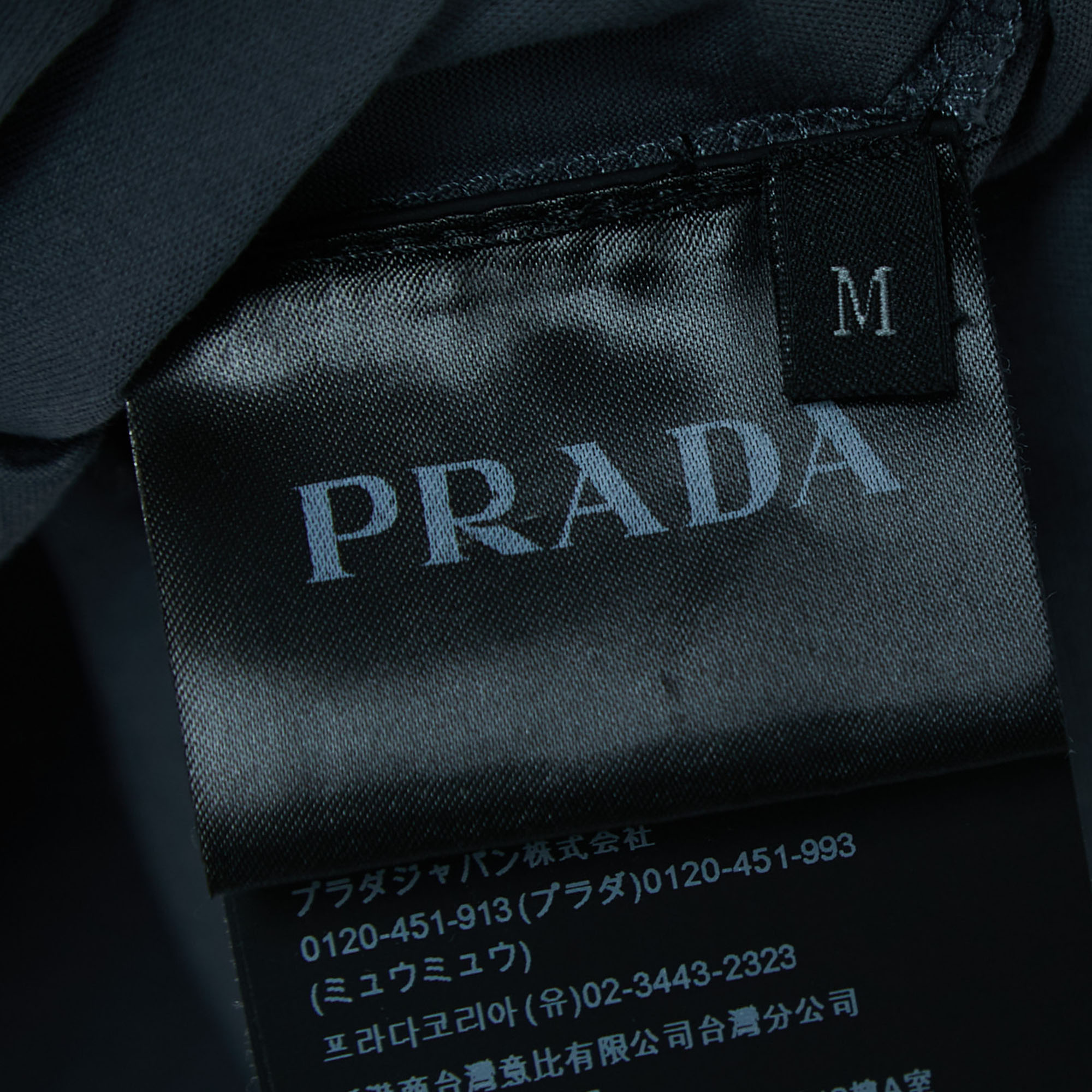 Prada Grey Cotton Logo Pocket Detailed Polo T-Shirt M
