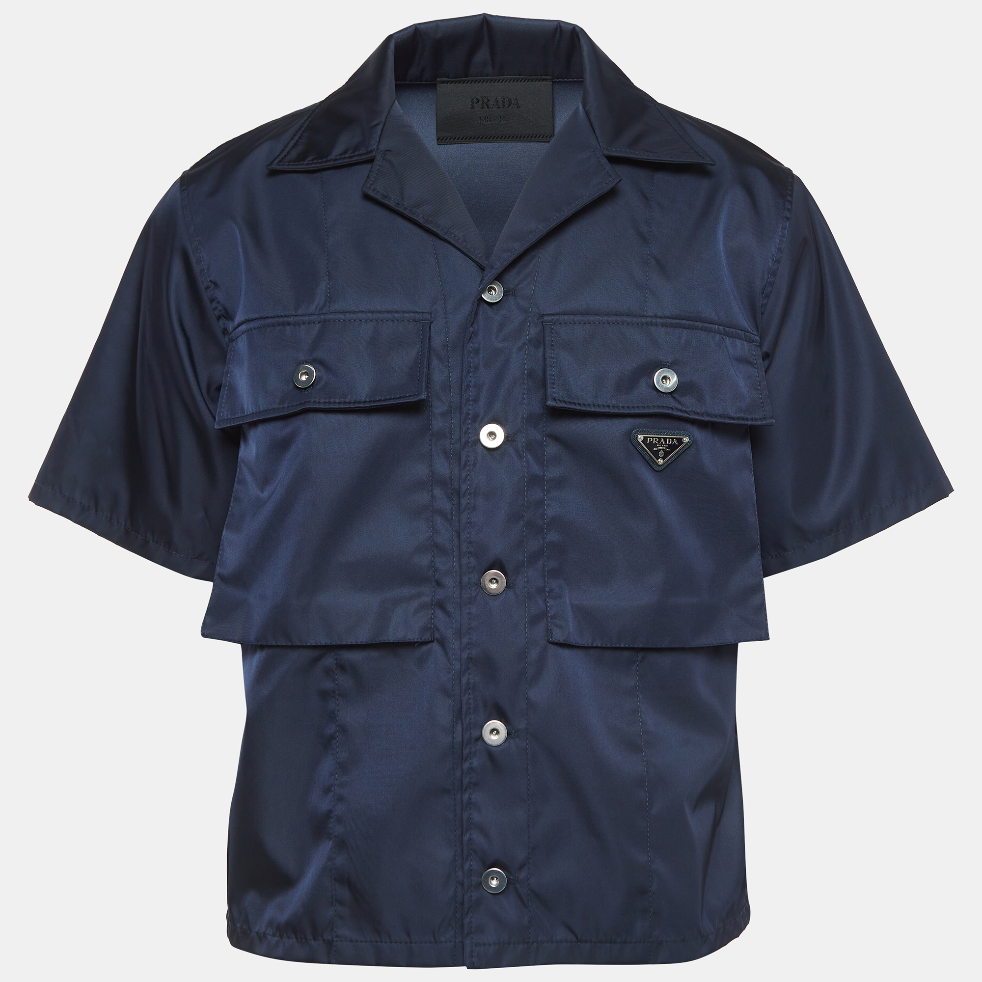 Prada Navy Blue Re-Nylon Short Sleeve Shirt M