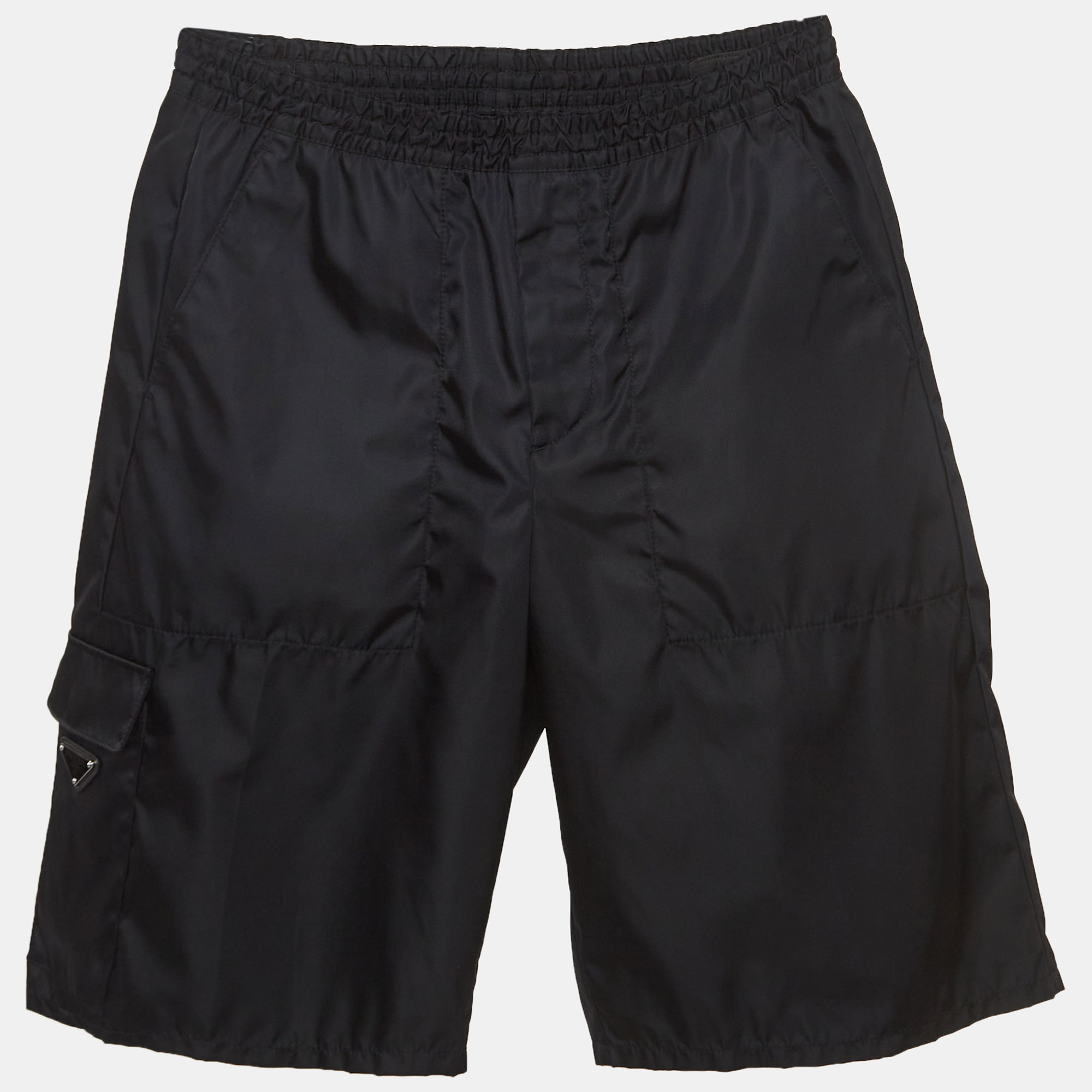 Prada black re-nylon drawstring bermuda shorts s