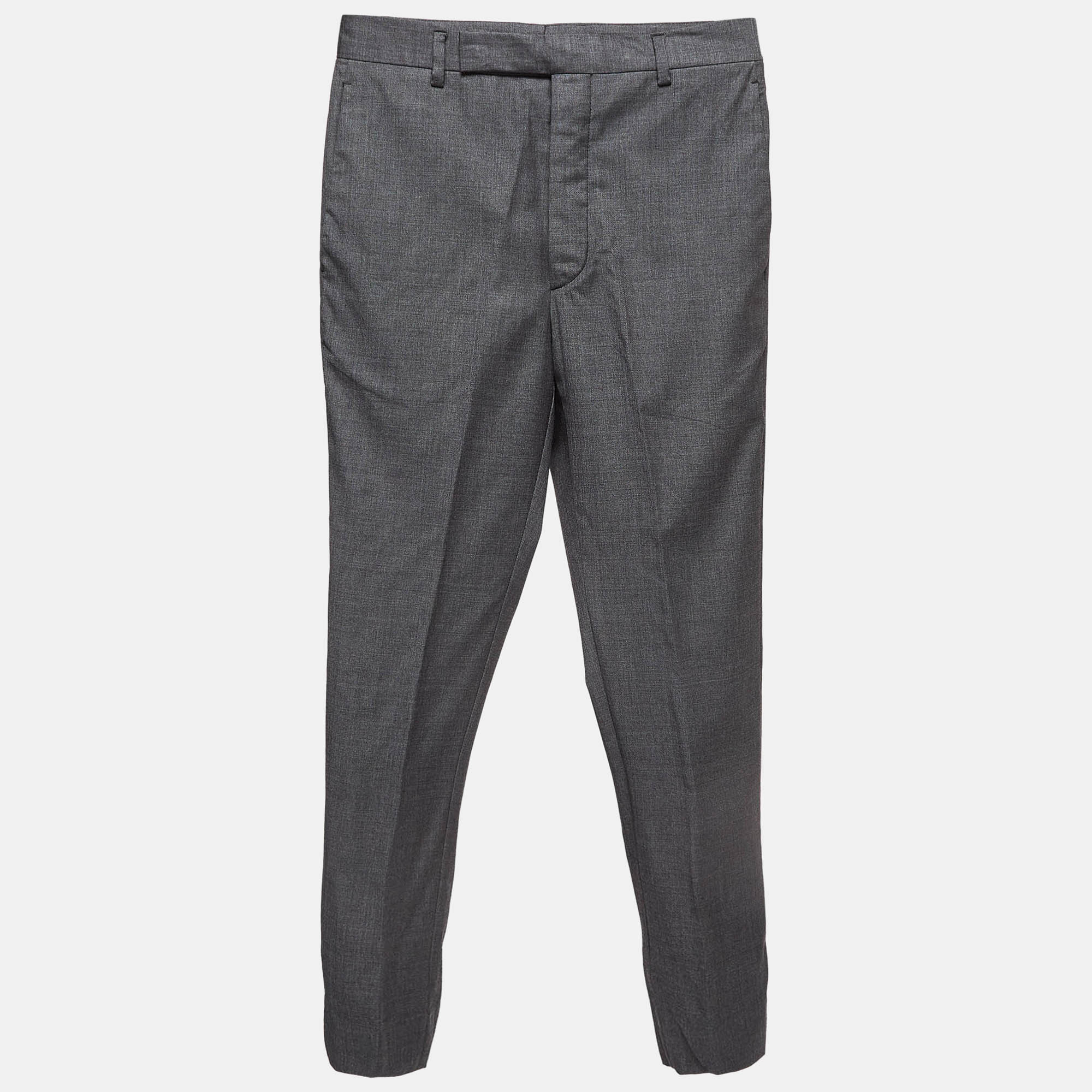 Prada grey wool regular trousers xs