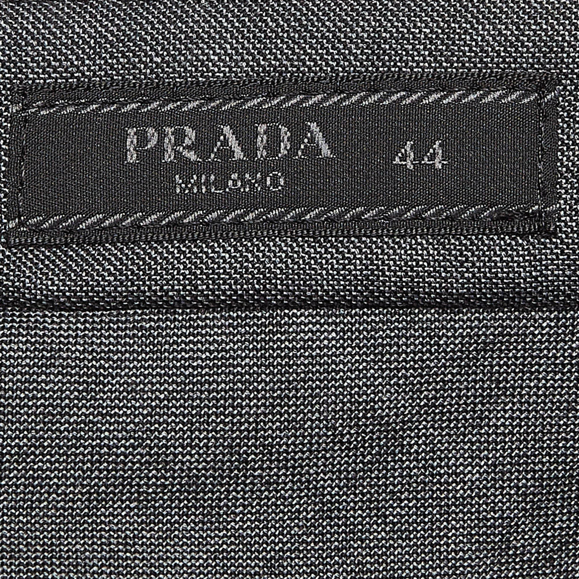 Prada Grey Wool Regular Trousers XS