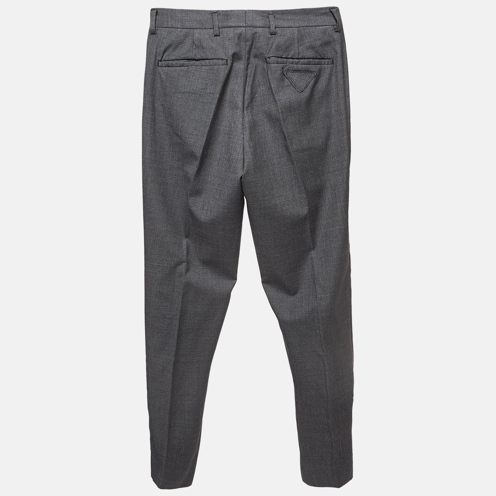 Prada Grey Wool Regular Trousers XS