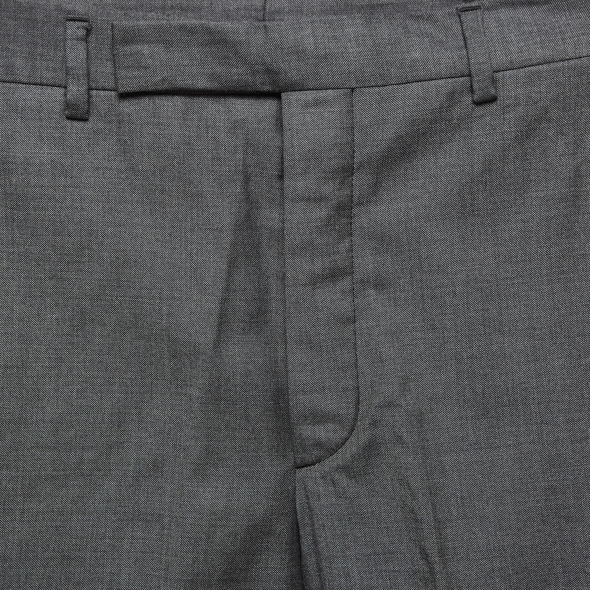 Prada Grey Wool Regular Trousers XS