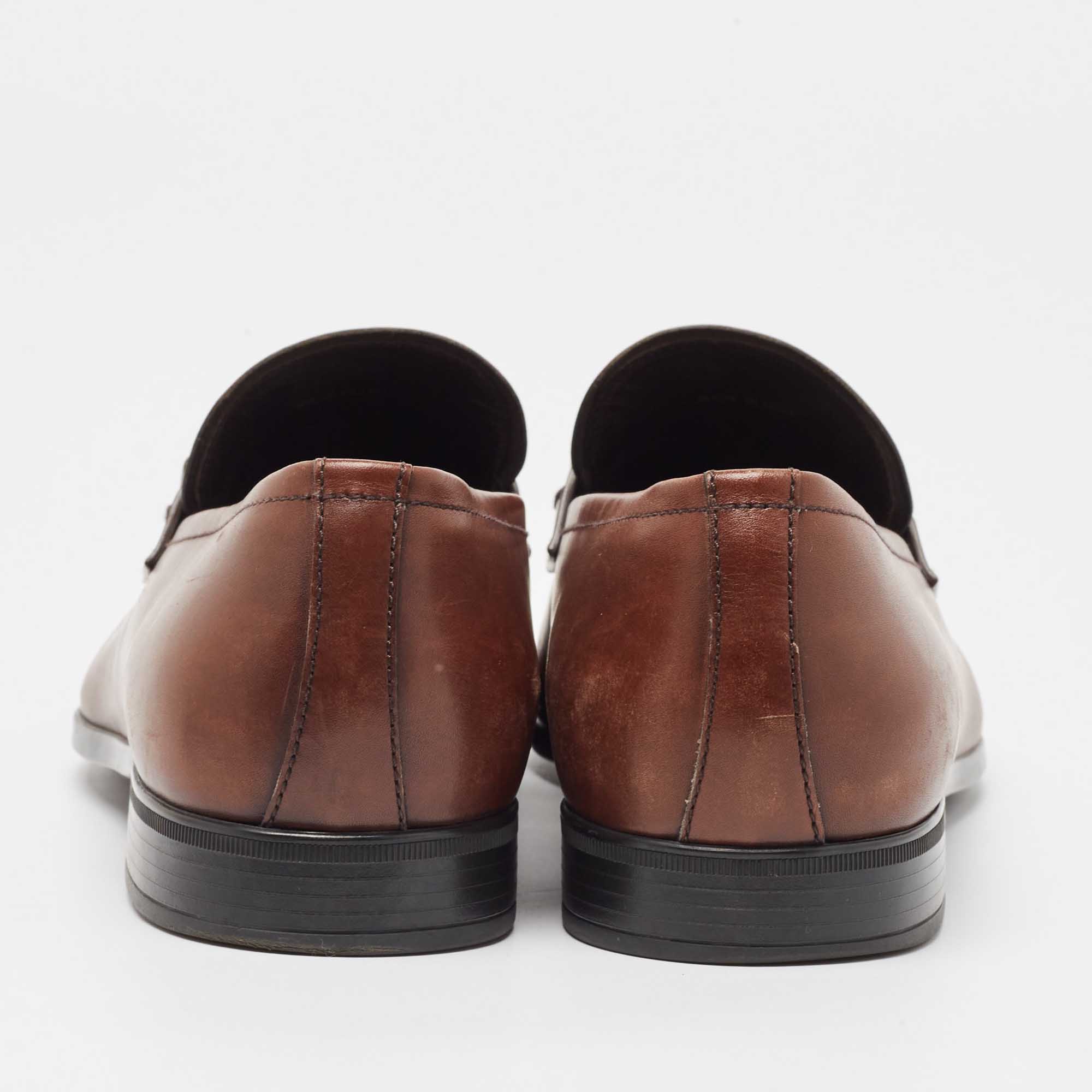 Prada Brown Leather Slip On Loafers Size 41.5