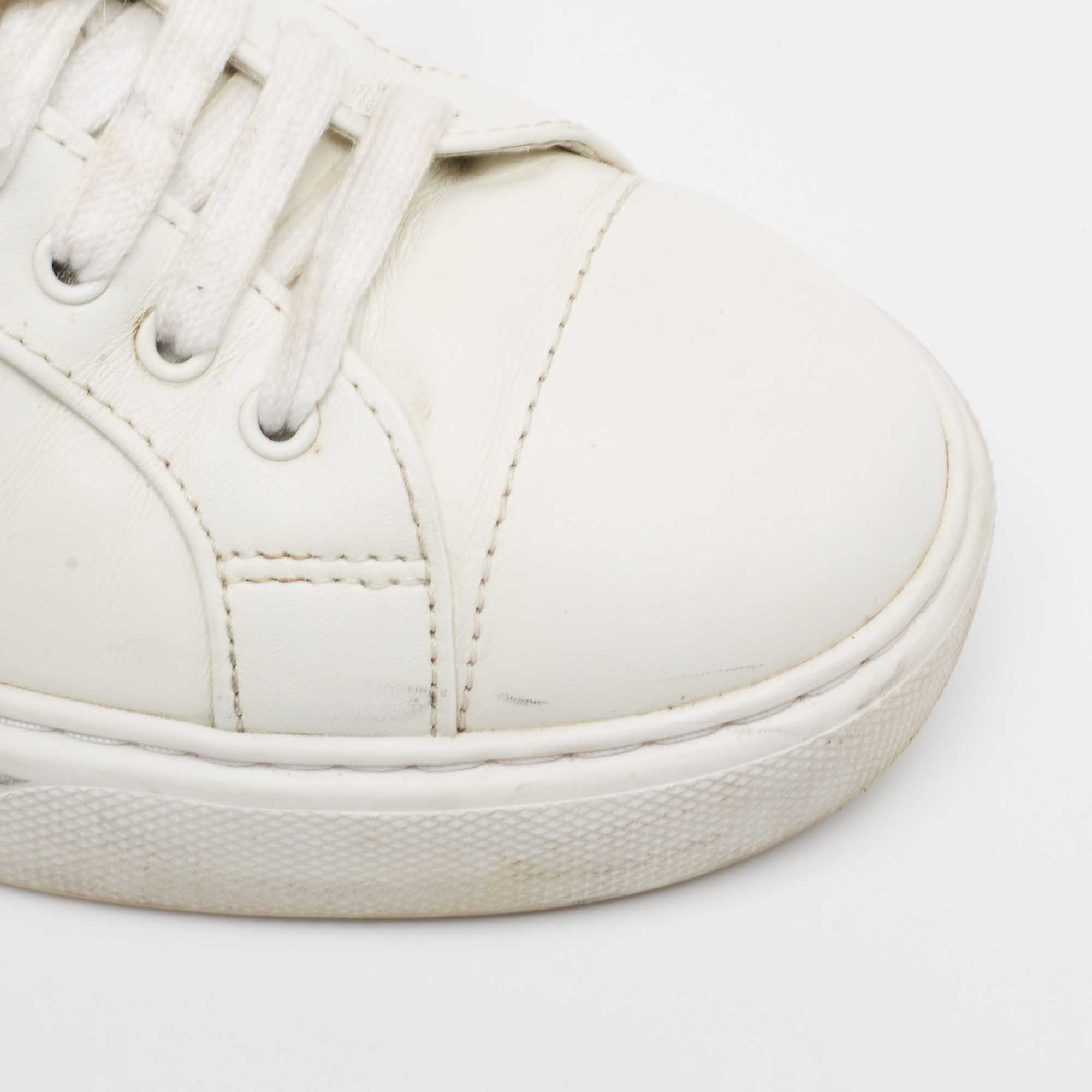 Prada White Leather Low Top Sneakers Size 45.5