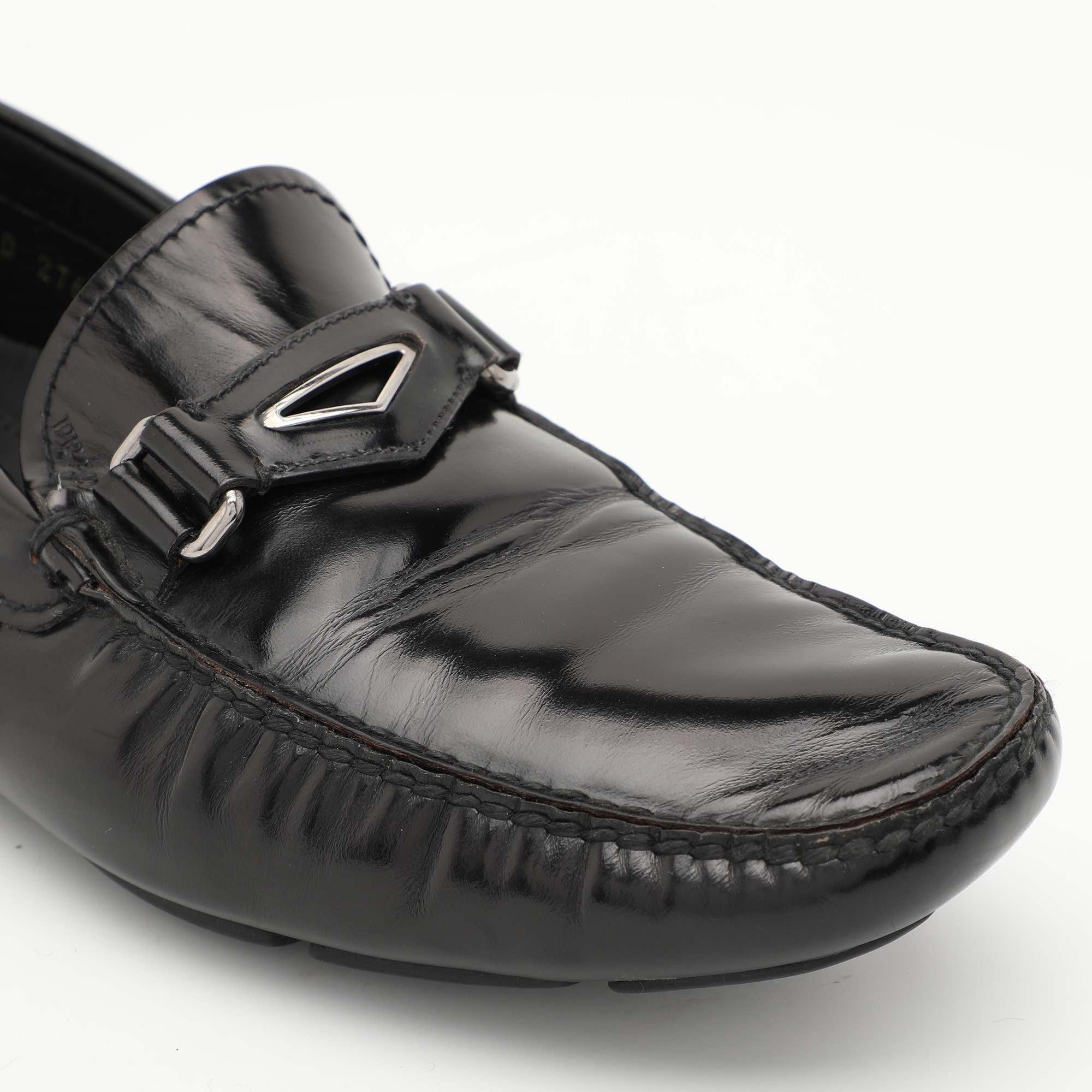 Prada Black Leather Slip On Loafers Size 42.5