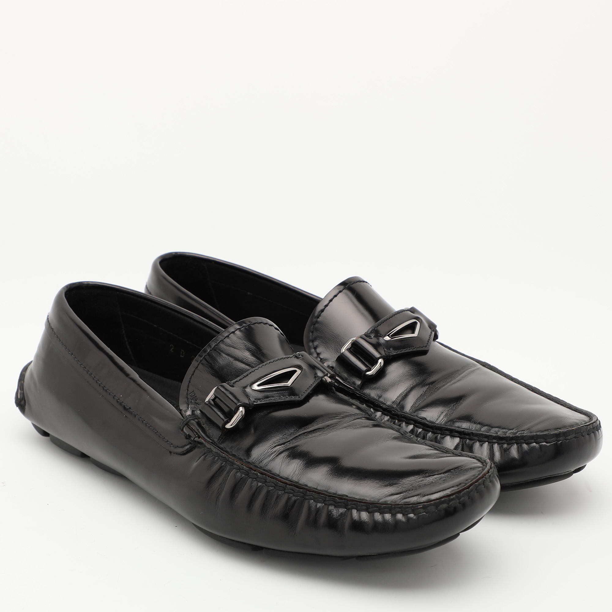 Prada Black Leather Slip On Loafers Size 42.5