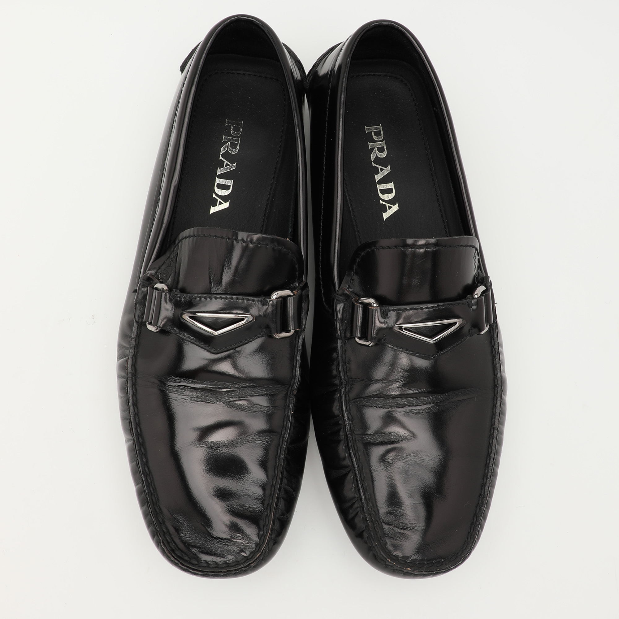 Prada Black Leather Slip On Loafers Size 42.5