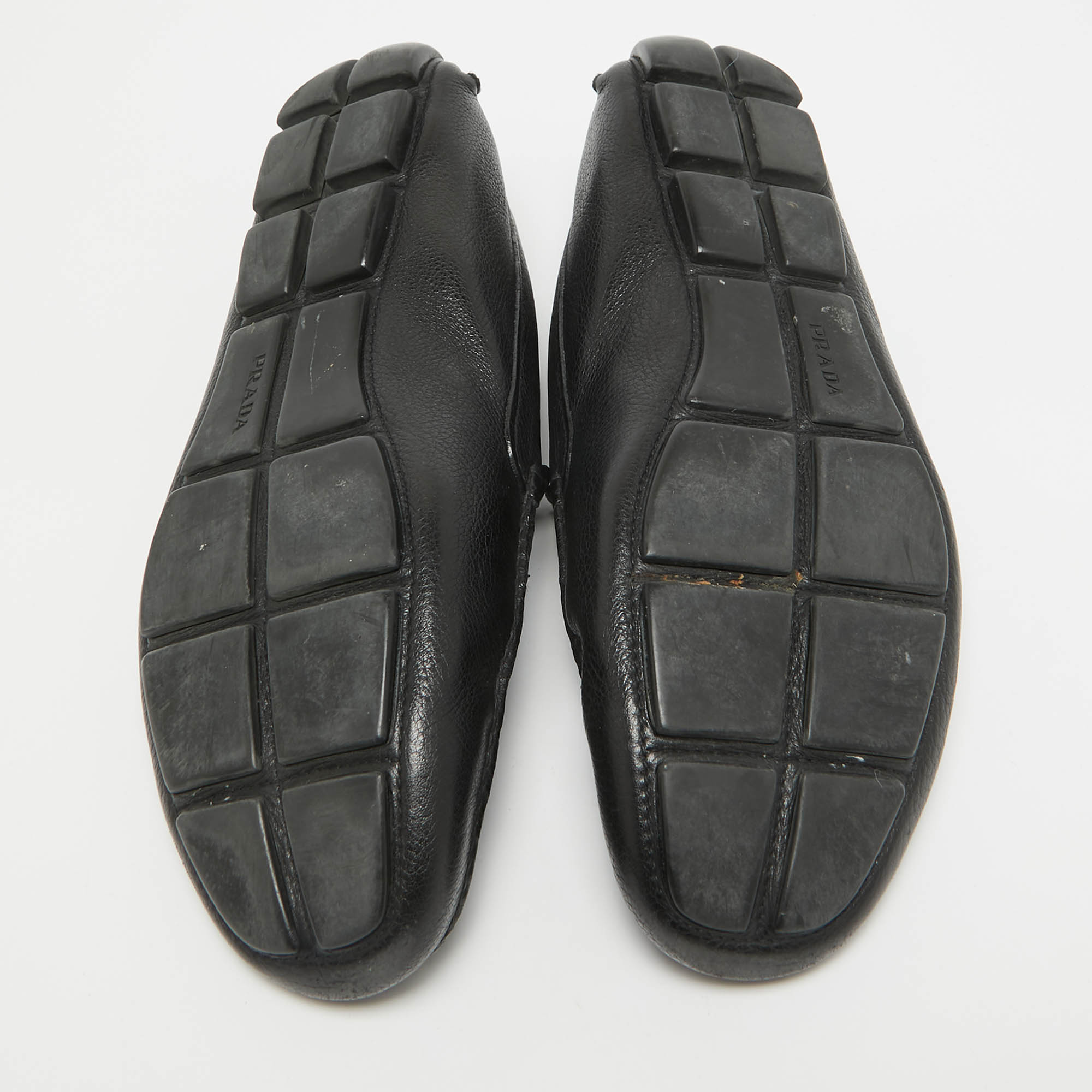 Prada Black Leather Slip On Loafers Size 44