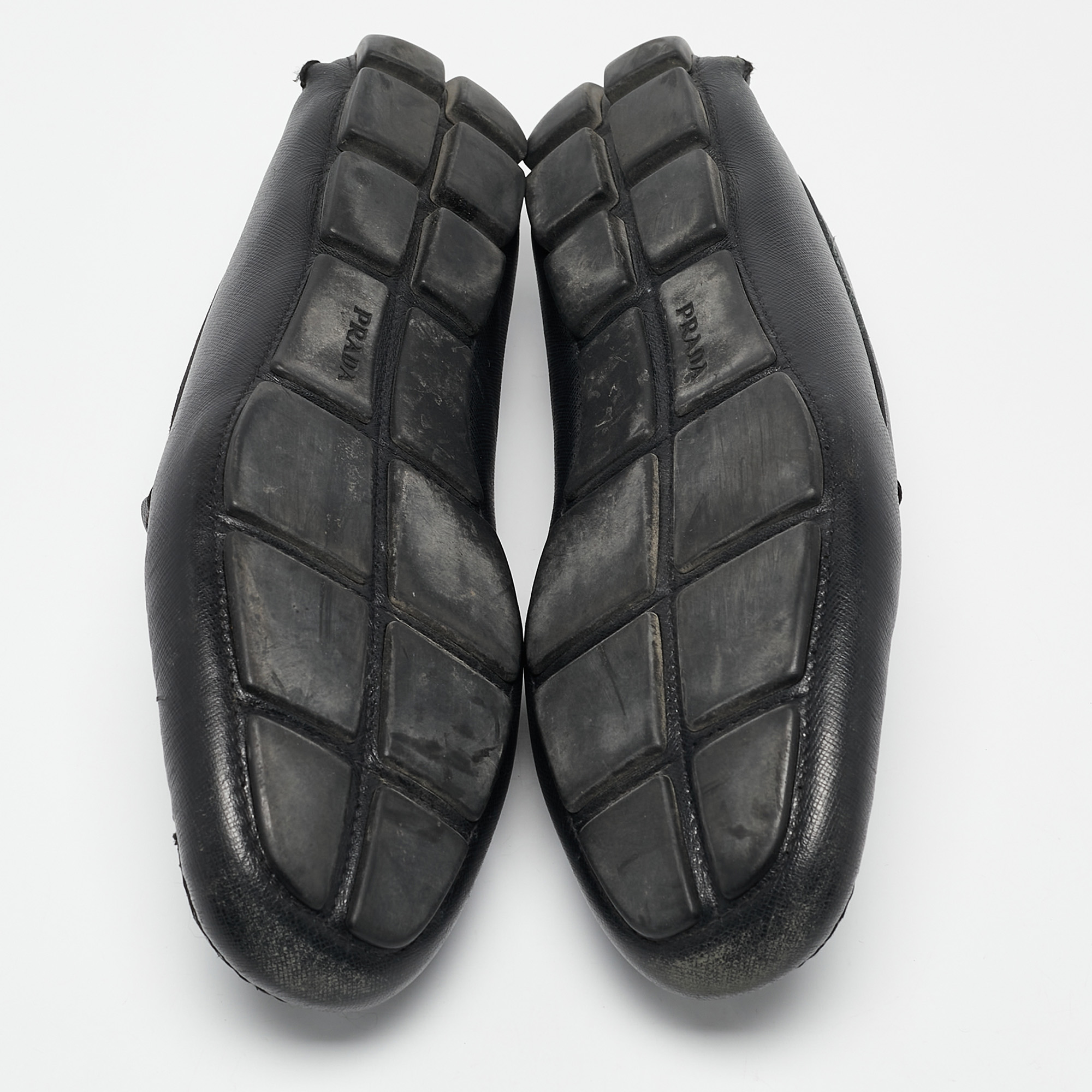 Prada Black Leather Slip On Loafers Size 43