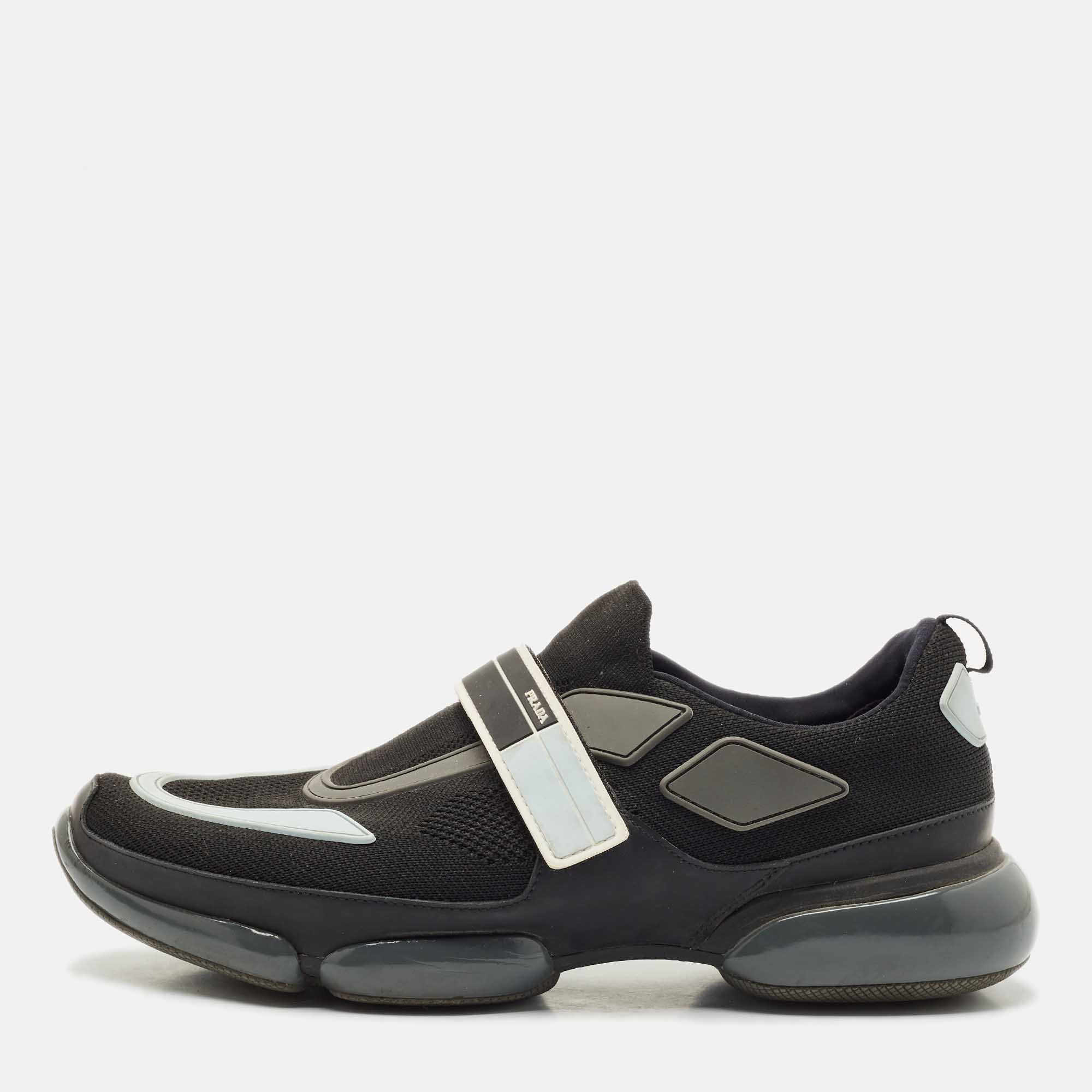 Prada Black Knit Fabric And Leather Cloudbust Sneakers Size 42.5
Prada Black Knit Fabric And Leather Cloudbust Sneakers Size 42.5