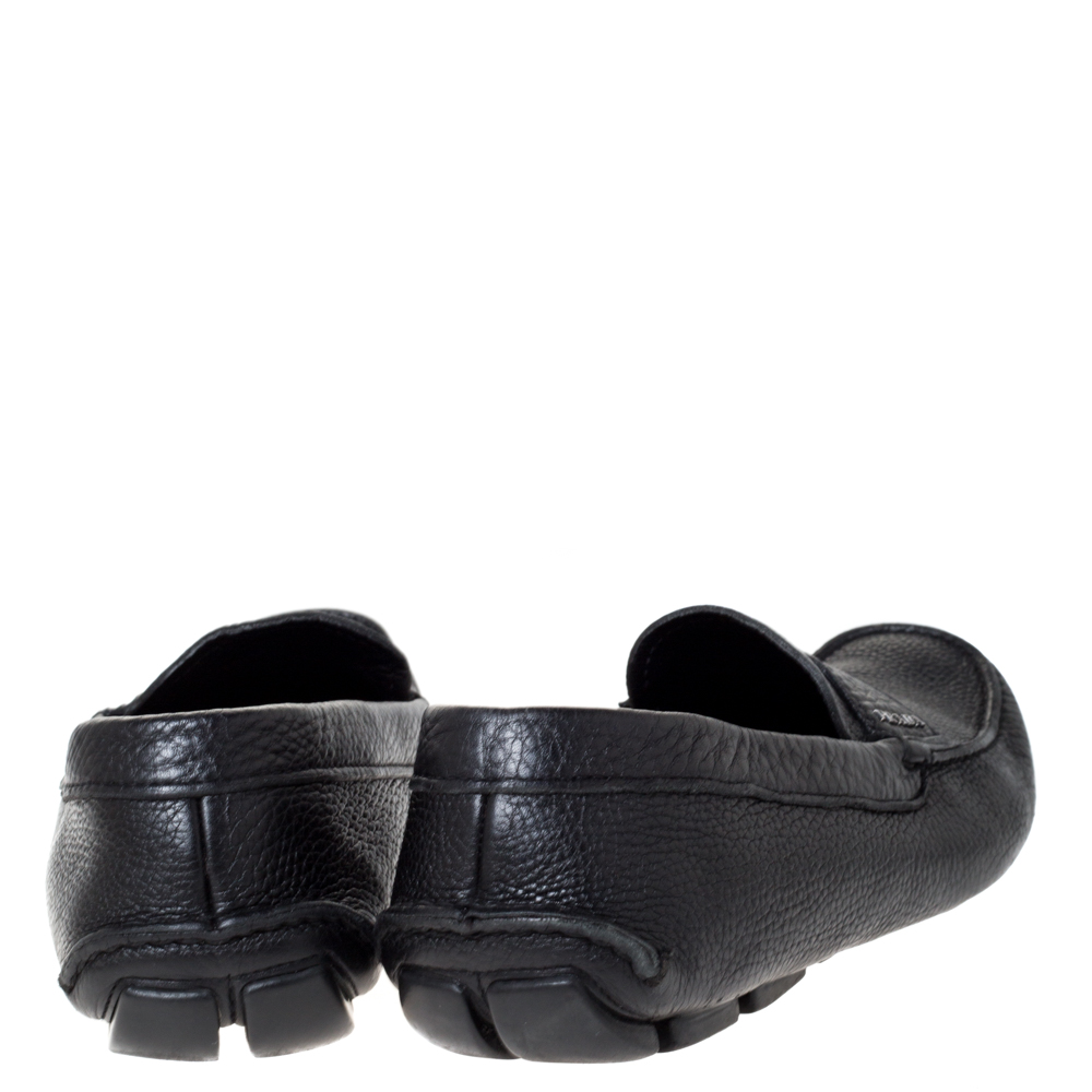 Prada Black Leather Penny Slip On Loafers Size 43.5
