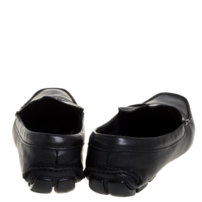 Prada Black Leather Slip On Loafers Size 42