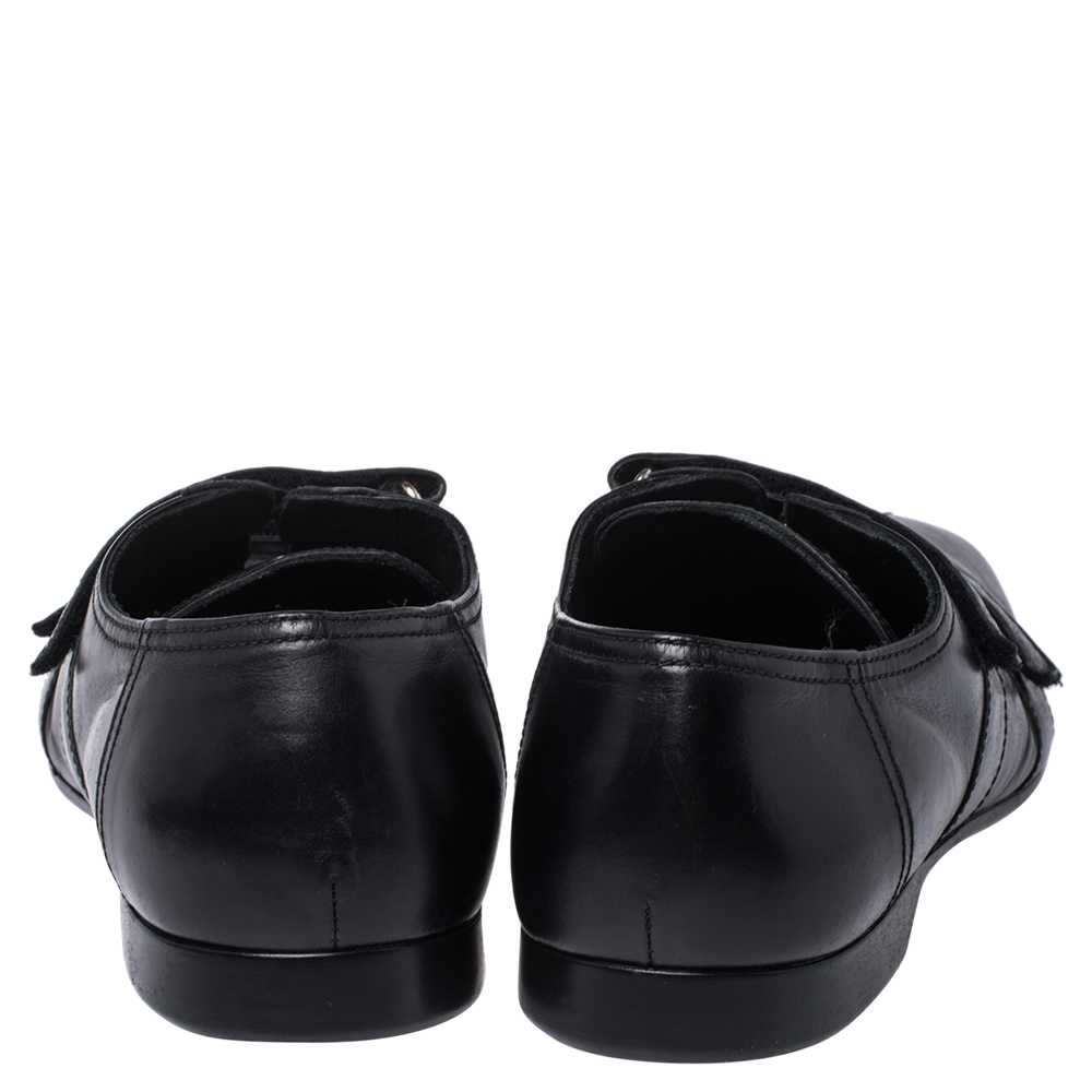 Prada Black Leather Velcro Loafers Size 43