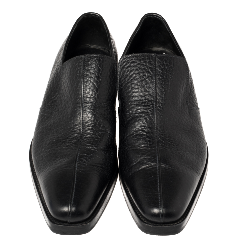 Prada Black Leather Loafers Size 45