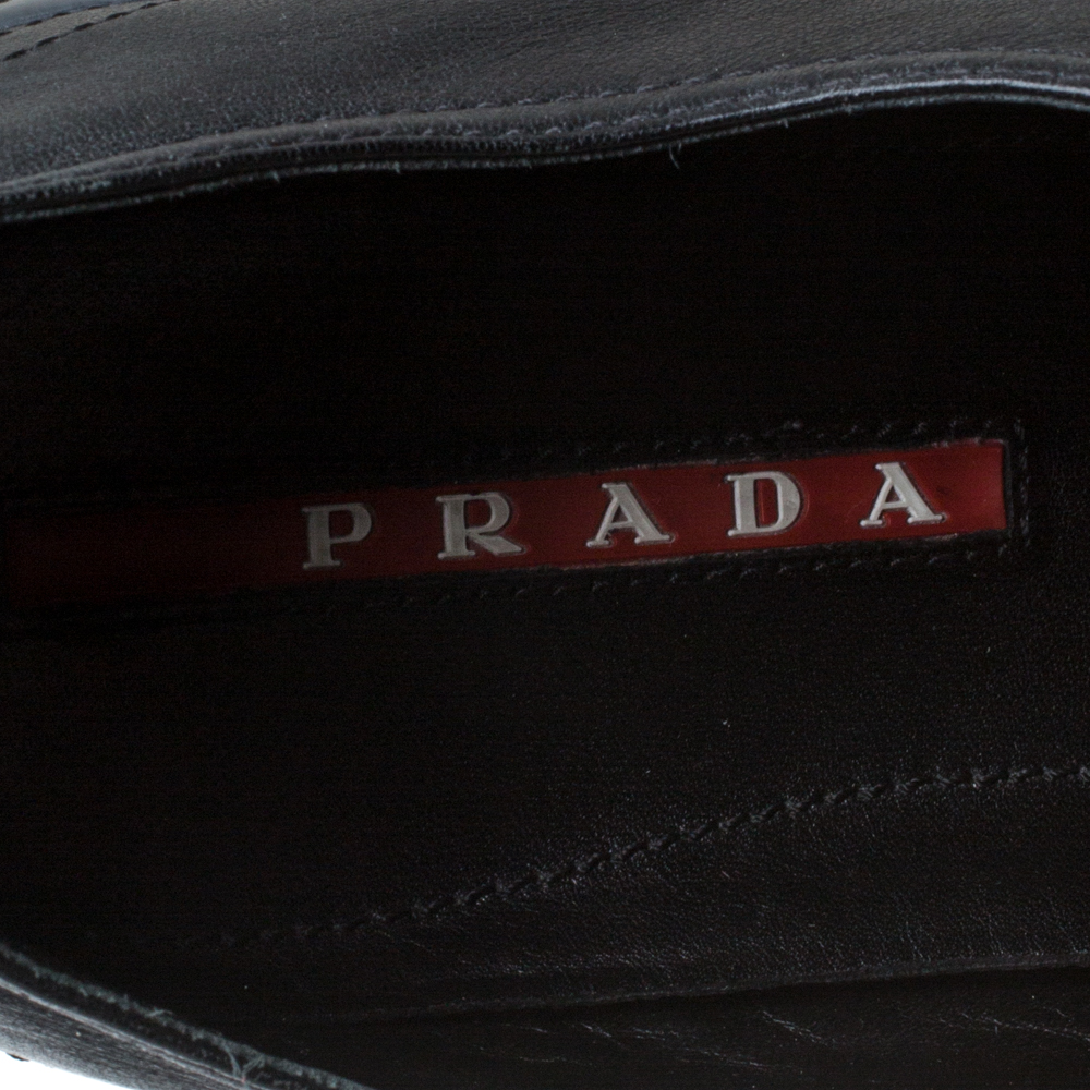 Prada Sports Black Leather Lace Up Sneakers Size 41