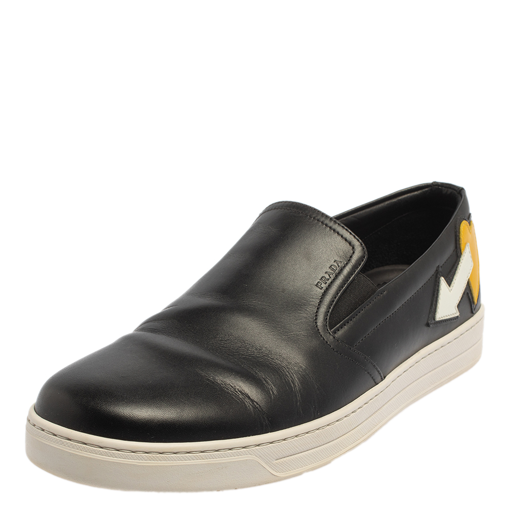 Prada Black Leather Slip on Sneakers Size 41.5