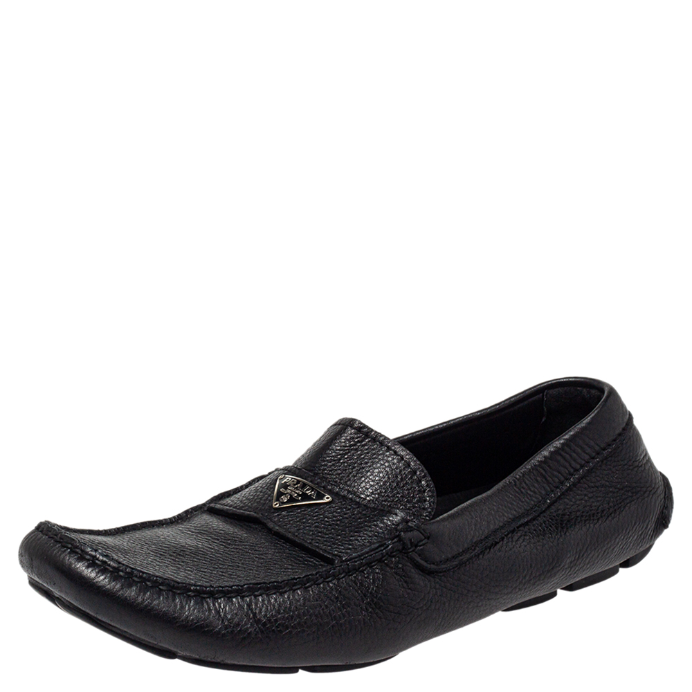 Prada Black Leather Driver Loafer Size 42.5