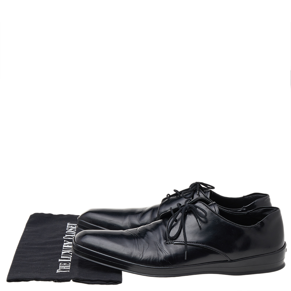 Prada Black Patent Leather Lace Up Oxfords Size 42