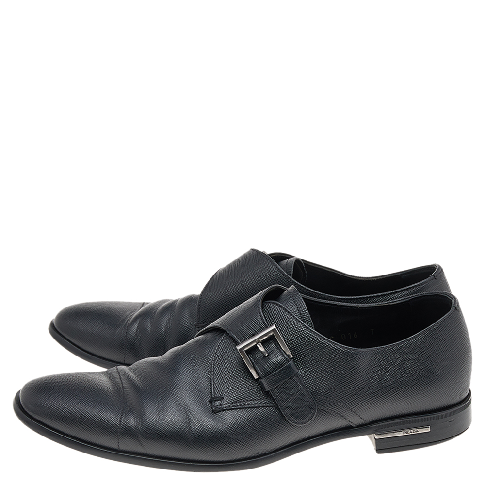 Prada Black Saffiano Leather Slip On Loafers Size 40.5