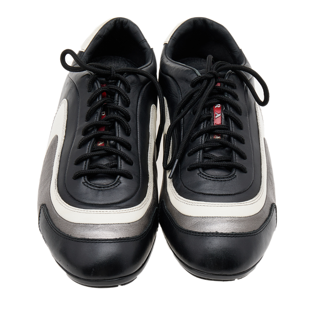 Prada Sport Multicolor Leather Low Top Sneakers Size 42