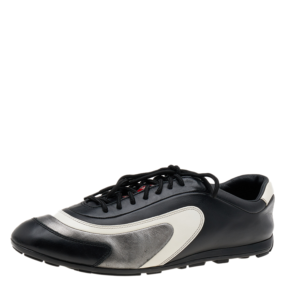 Prada Sport Multicolor Leather Low Top Sneakers Size 42