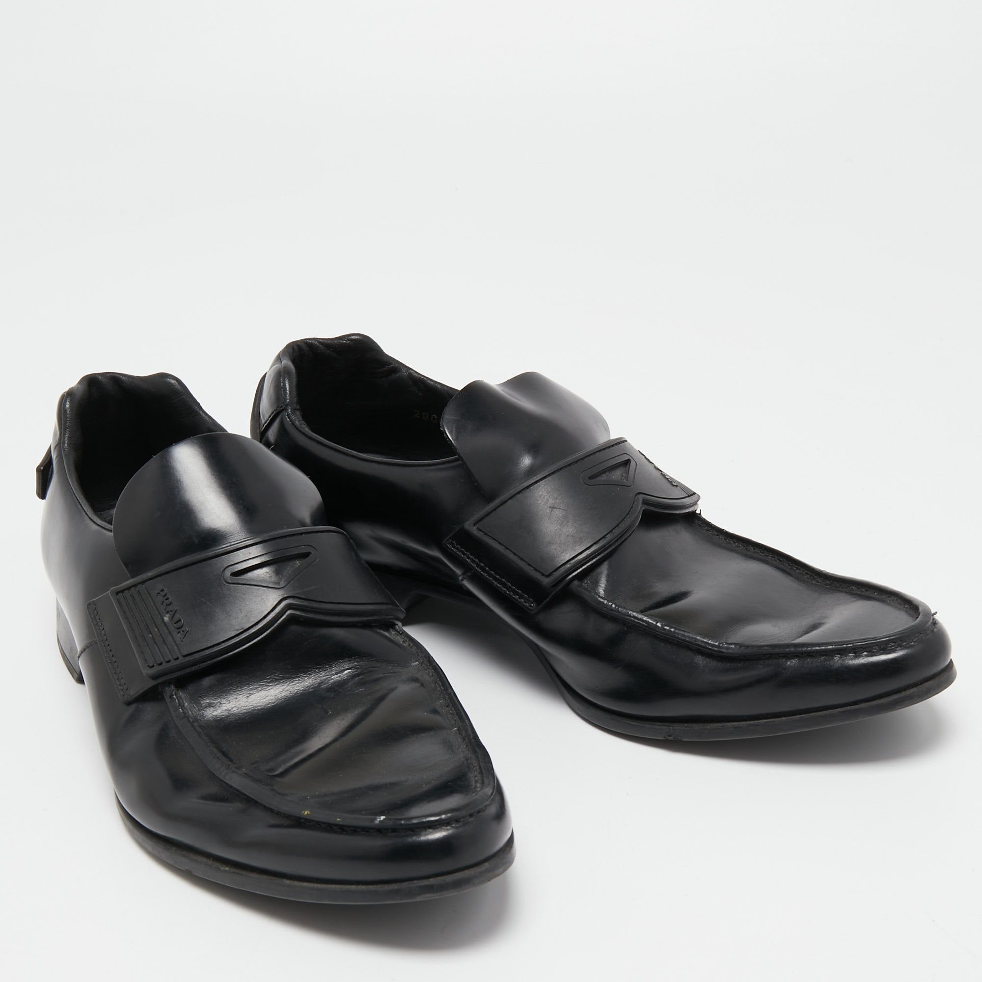 Prada Black Leather Slip On Loafers Size 40.5