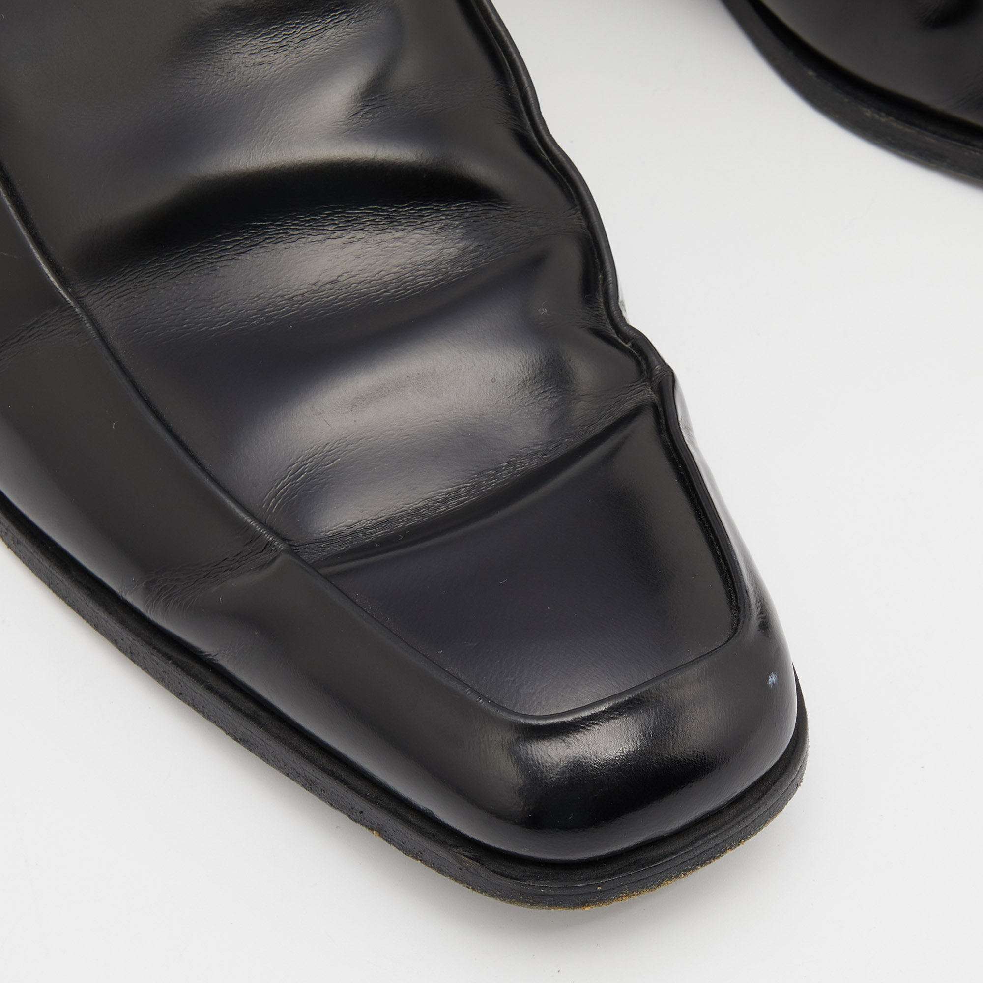 Prada Black Leather Slip On Loafers Size 40