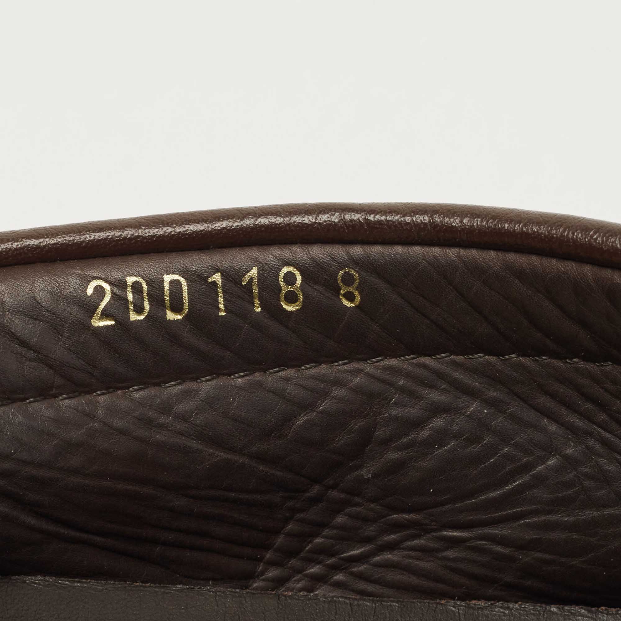 Prada Dark Brown Leather Buckle Slip On Loafers Size 42