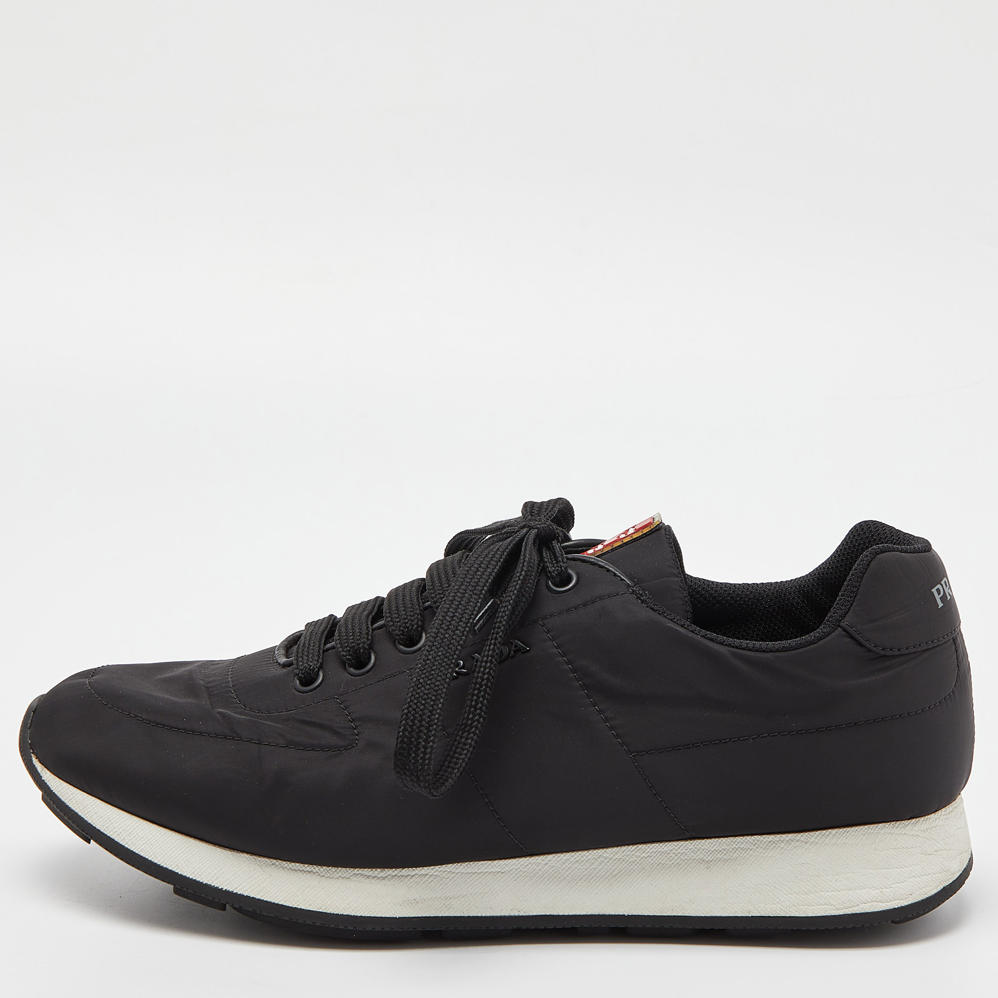 Prada Sport Black Nylon Low-Top Sneakers Size 41.5