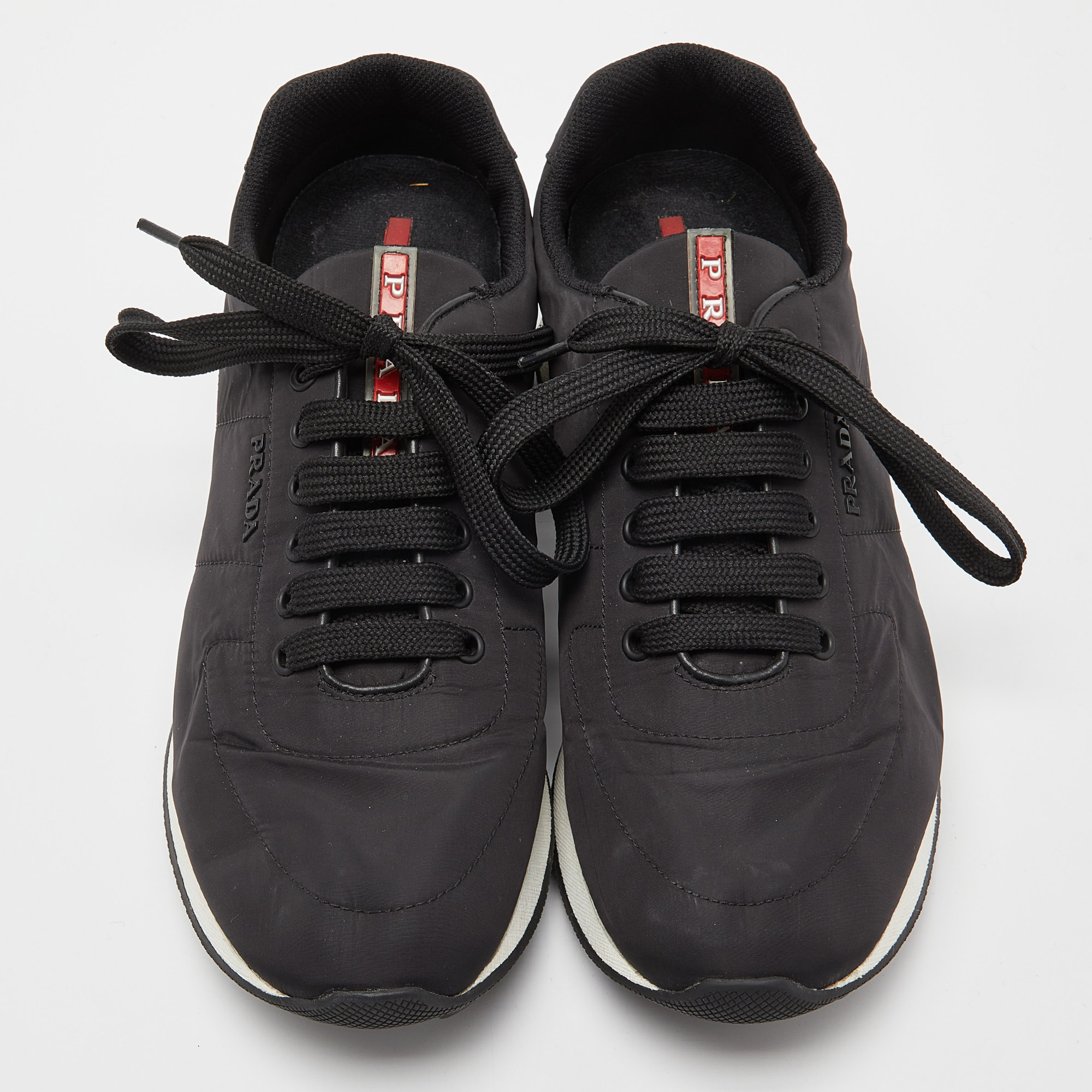 Prada Sport Black Nylon Low-Top Sneakers Size 41.5