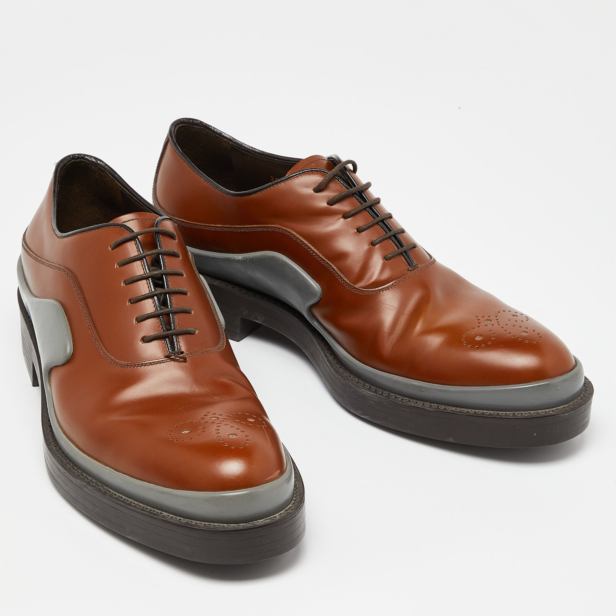 Prada Brown Leather Lace Up Oxfords Size 43.5