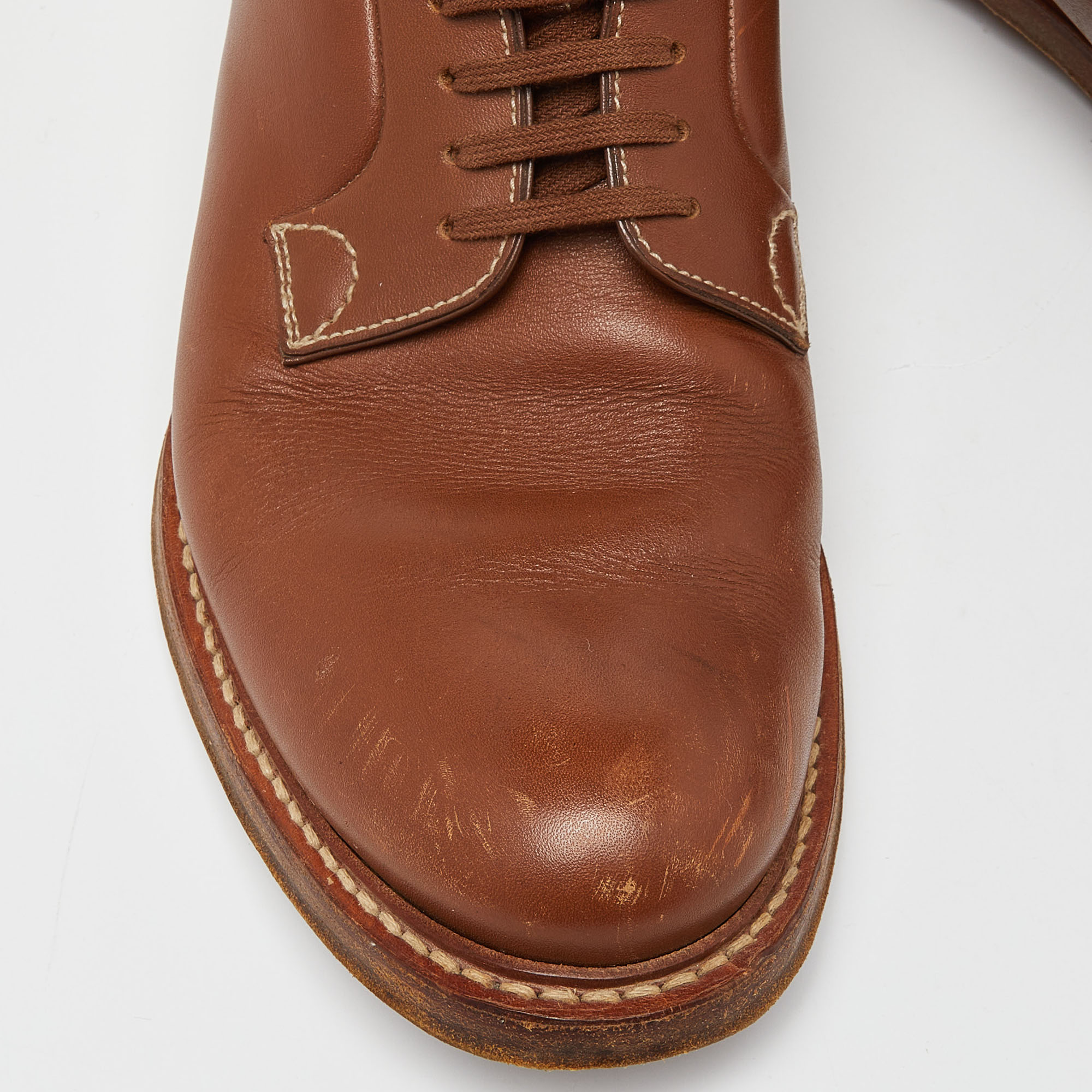 Prada Brown Leather Lace Up Derby Size 43.5