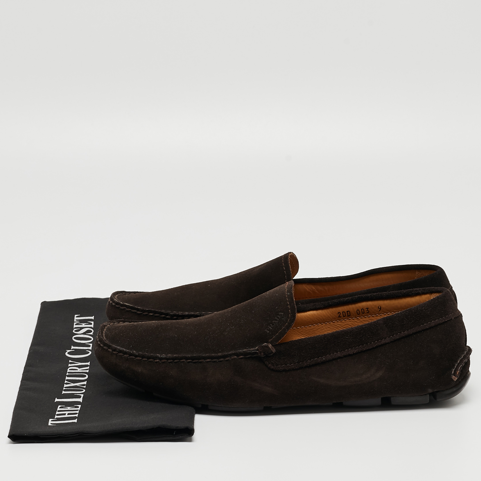 Prada Brown Suede Slip On Loafers Size 43