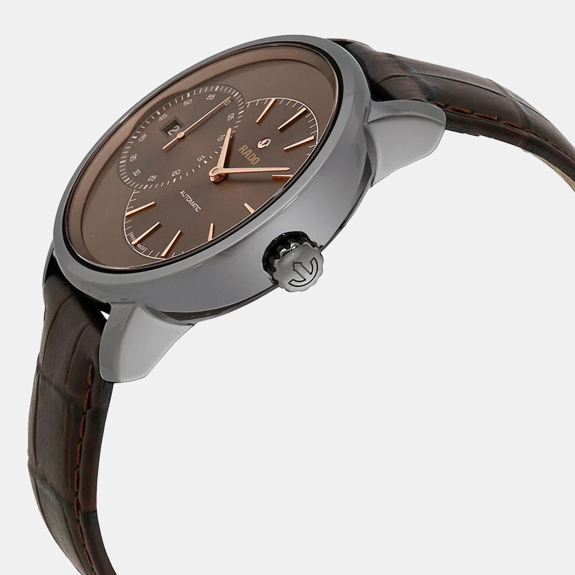 Rado Brown Leather Watch 43 Mm