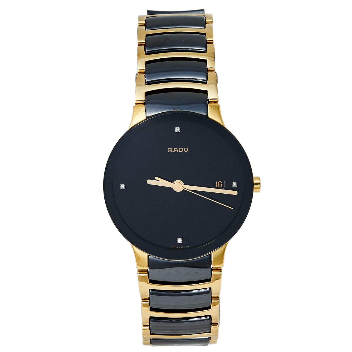 Rado Black Gold PVD Stainless Steel Ceramic Centrix Jubile 115.0929.3 Men's Wristwatch 38 mm