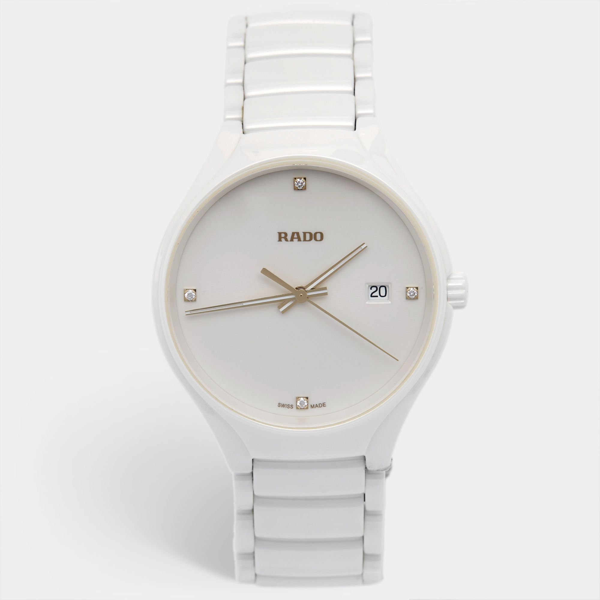 Rado white high-tech ceramic titanium true r27240712 men's wristwatch 40 mm