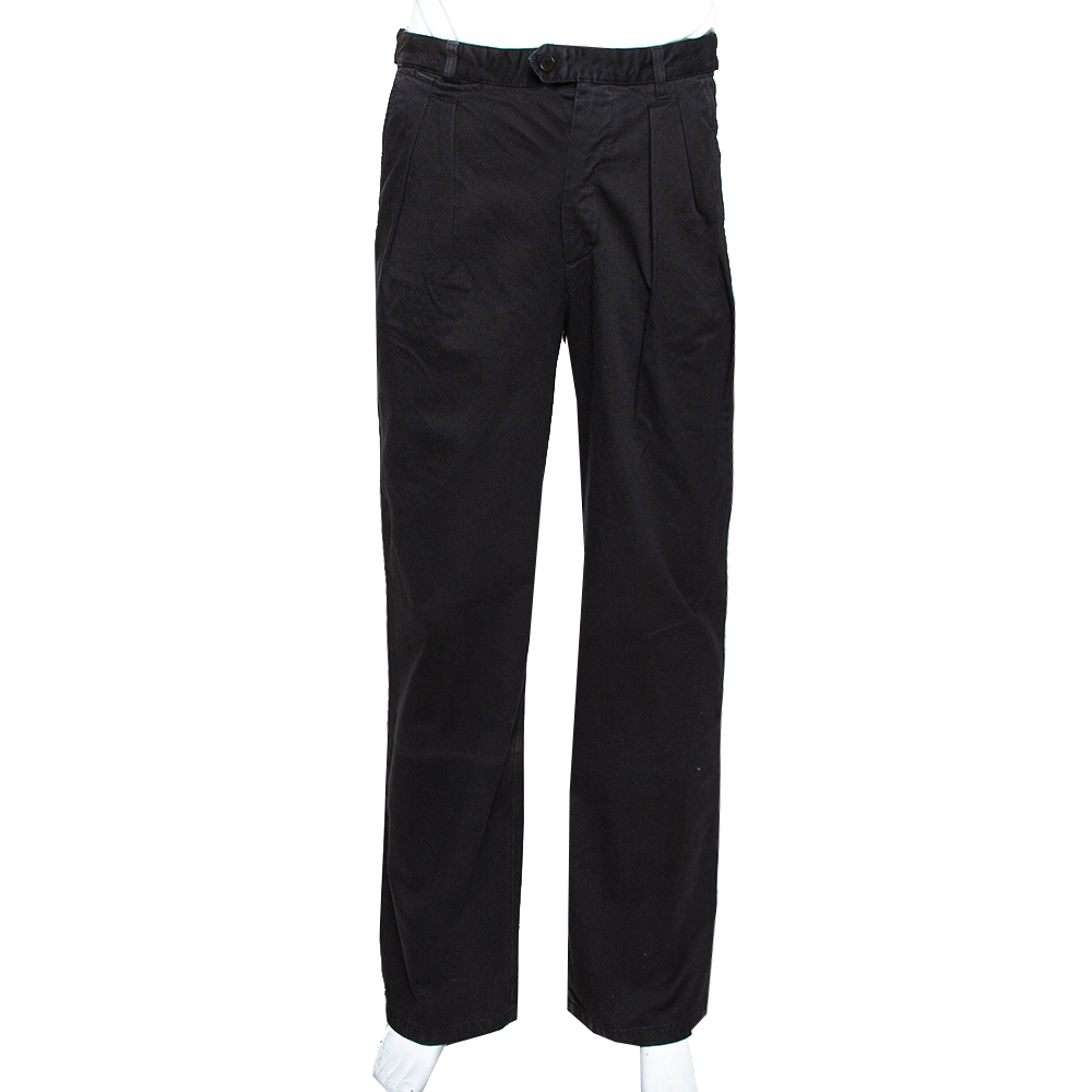 Image of RAF by Raf Simons Black Denim Pleated Wide Leg Trousers S