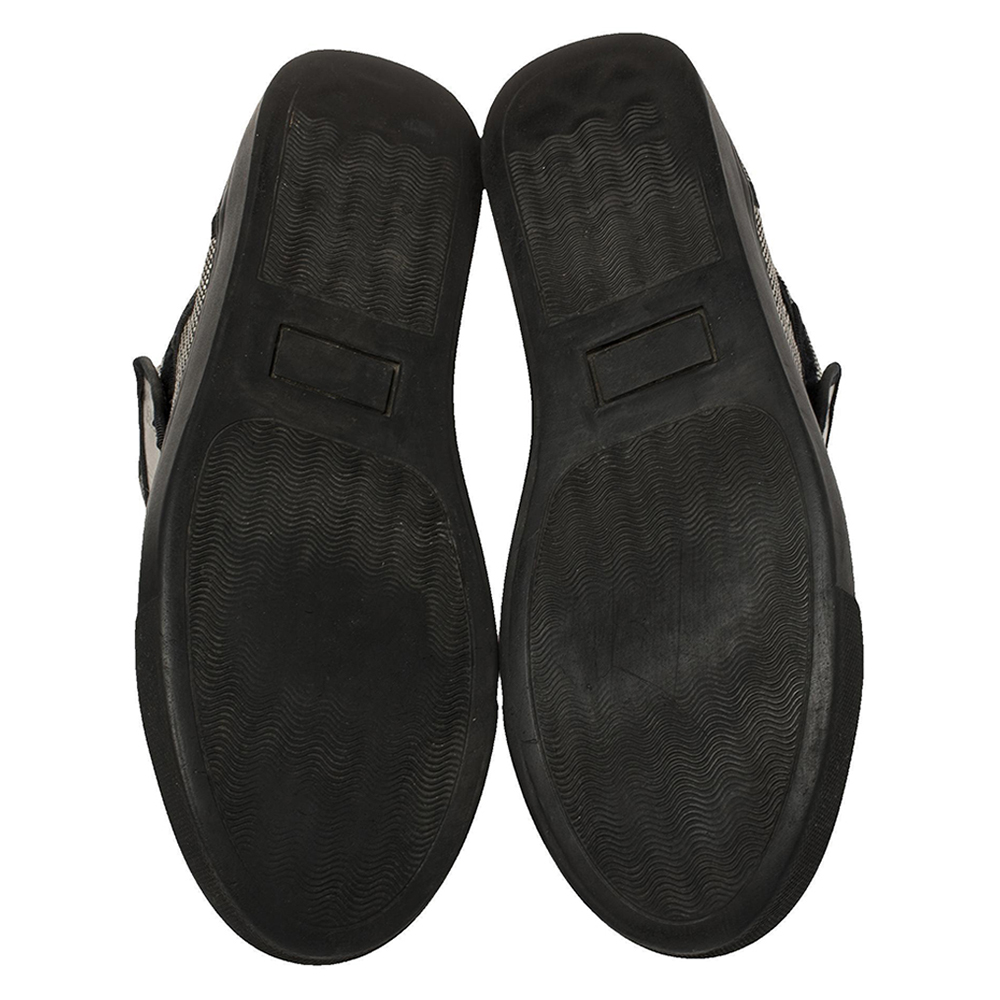 Raf Simons Metallic Black/White Checkered Canvas Velcro Strap High Top Sneakers Size 42
