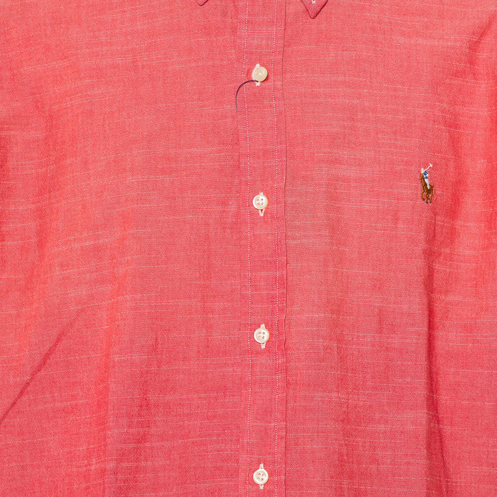 Ralph Lauren Pink Cotton Logo Embroidered Button Front Shirt XL